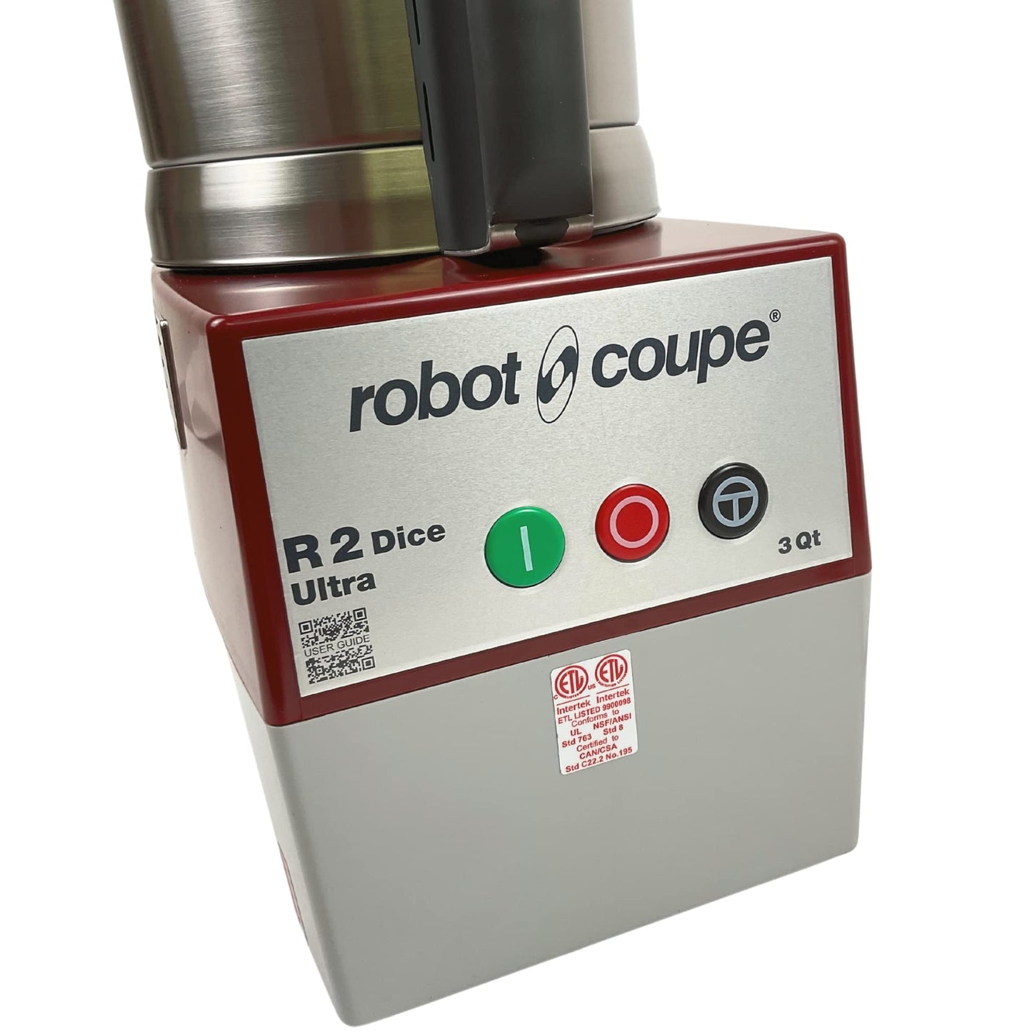 Robot Coupe R2U DICE Combination Food Processor with 3 Quart Bowl, Stainless Steel, Continuous Feed & 4 Discs, 2 hp, 120v,R2 DICE Ultra