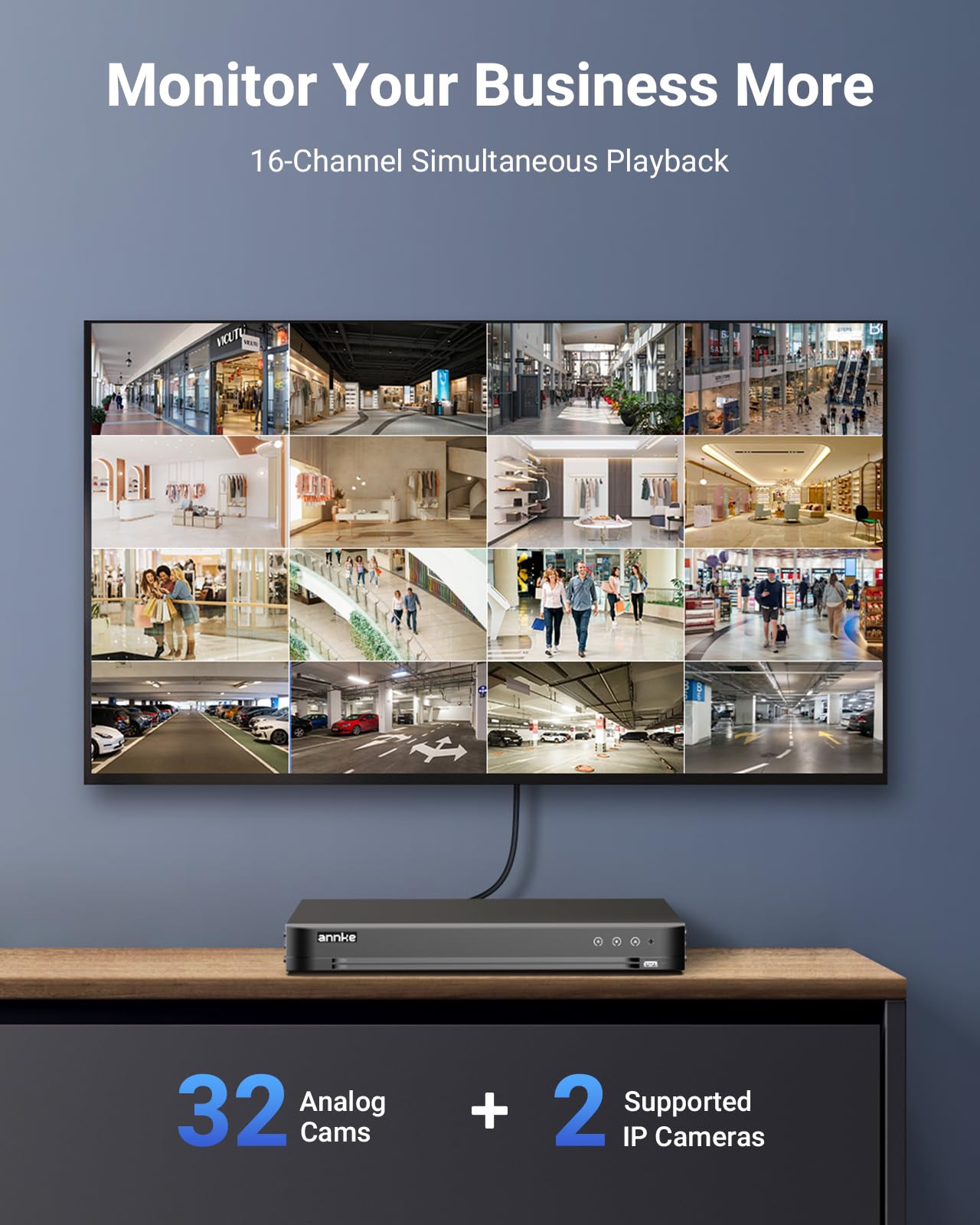 ANNKE 32 Channel H.265+ Security AI 3K Lite DVR Recorder with 4TB Hard Drive, 5-in-1 5MP Surveillance CCTV 32CH Hybrid DVR with Human/Vehicle for Home/Business Security Camera System, P2P Technology