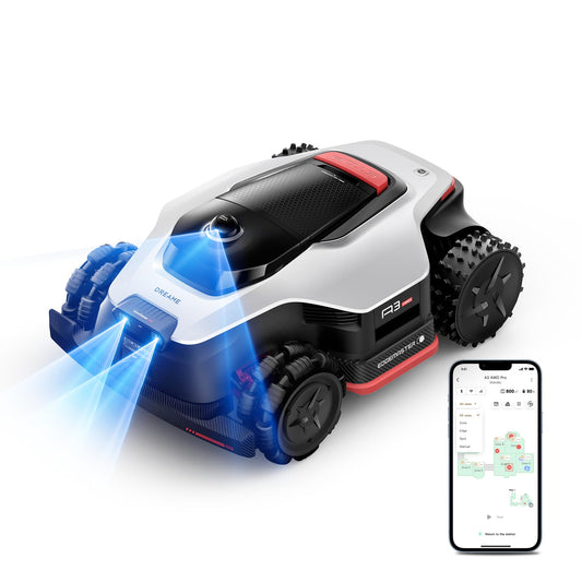 (Latest Upgrade) DREAME A3 AWD 1000 Robot Lawn Mower, 360° 3D LiDAR & AI Dual Vision Smart Robotic Mower for 0.25 Acre, 80% Slopes & 45min Fast Charge for Homeowners with Large/Steep Lawns