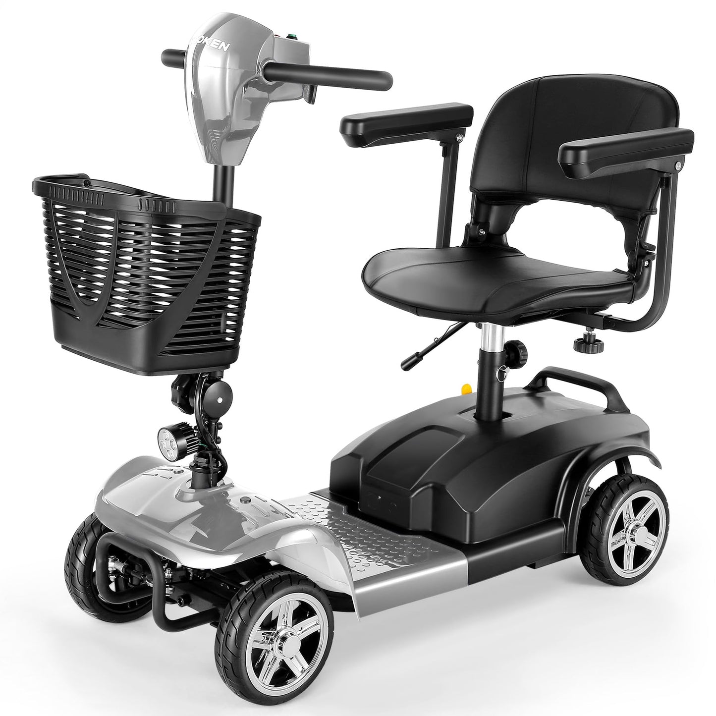 Wooken 4-Wheel Mobility Scooter for Seniors, Adults, Elderly, Foldable Mobility Scooter, Powered Mobility Scooter Wheelchair Device, All Terrain Compact Heavy Duty Mobility for Travel