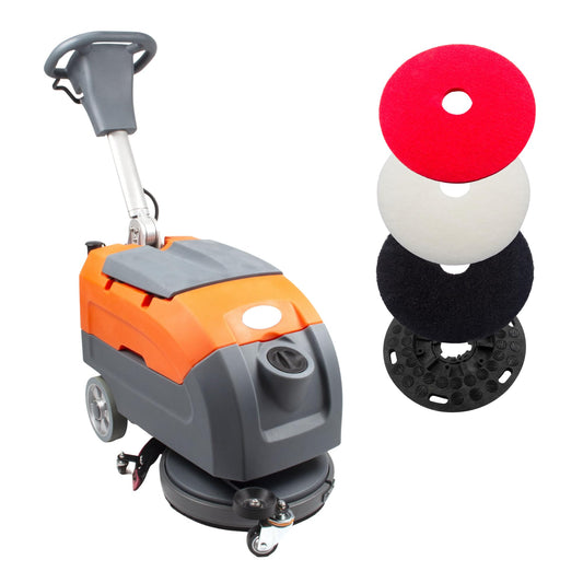 SUNMAX 17" Walk-Behind Floor Scrubber Machine, 19,000 Ft²/H, 2.5-Hour Fast Charging, Up to 2.5 Hours Runtime, 7.9/9.2-Gal Tanks, Commercial Hard Floor Cleaner | RT35+
