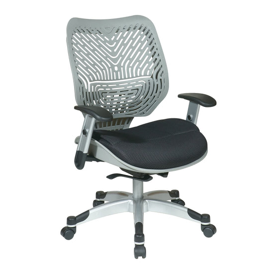 Space Seating 86 REVV Series Self-Adjusting SpaceFlex Back Office Desk Chair with Lumbar Support and Padded Mesh Seat, Fog and Raven