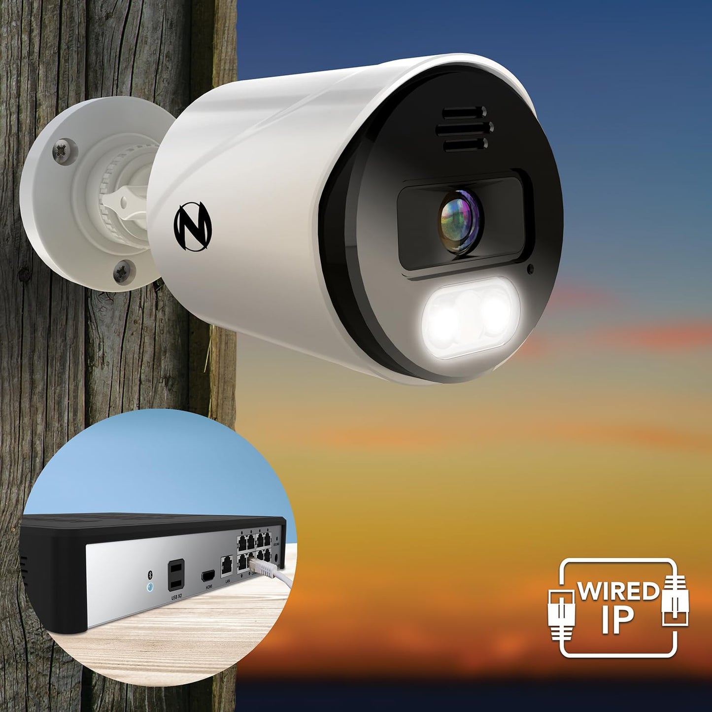 Night Owl Power Over Ethernet 12 Channel NVR Video Home Security Camera System with (6) Wired IP 4K HD Indoor/Outdoor Deterrence Cameras and 2TB Hard Drive (Add up to 4 Wi-Fi Cameras)