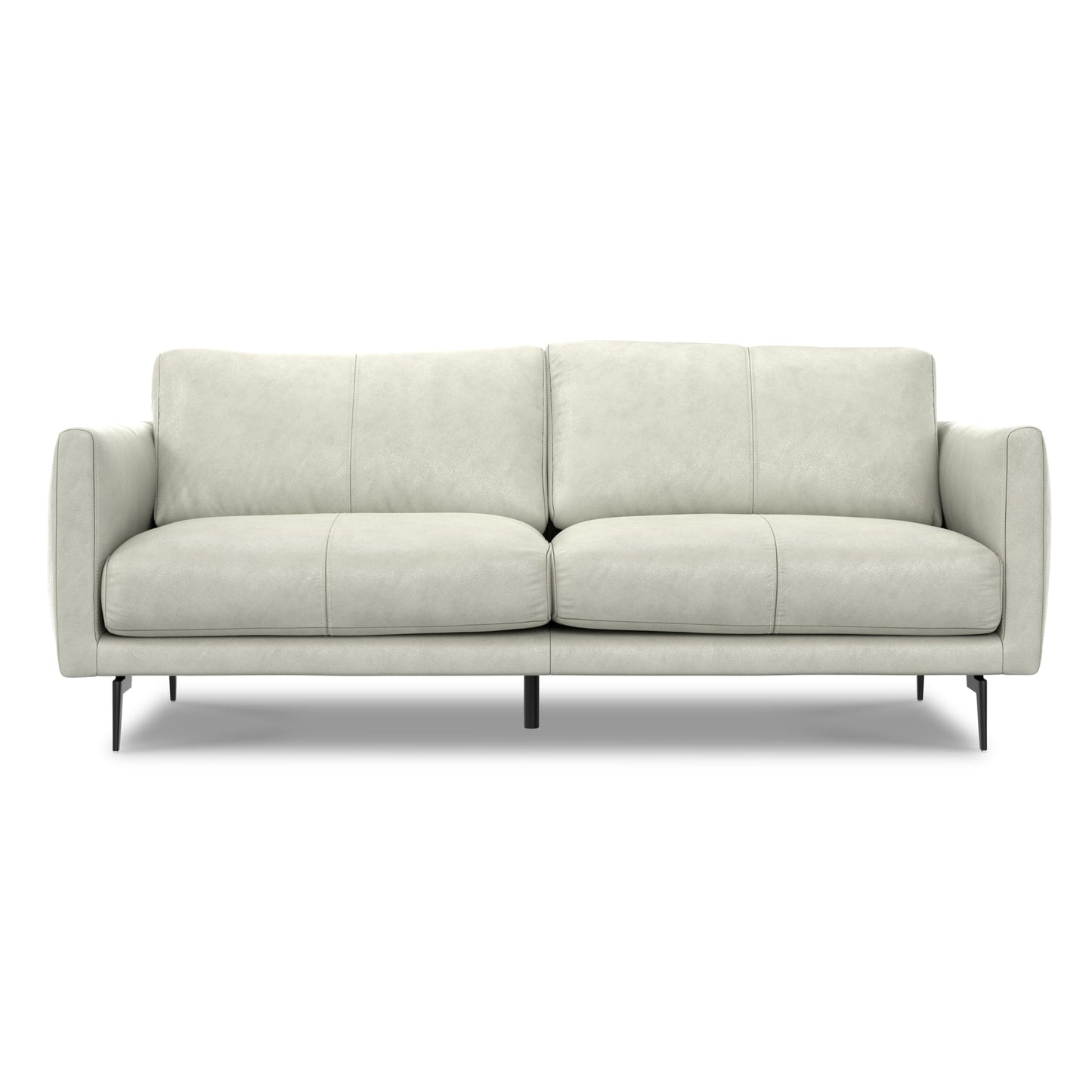 SIMPLIHOME Stevens Sofa in Genuine Light Smoke Grey Leather, 81-inch Wide, Solid Wood Frame, Modern 3-Seater Couch for Living Room