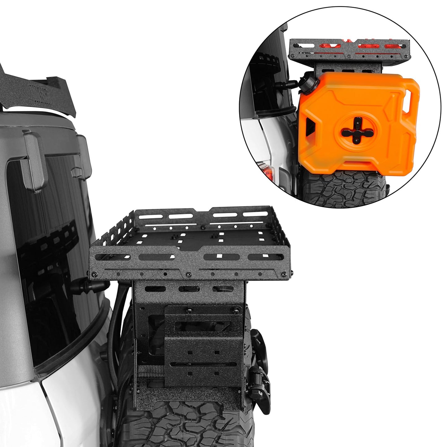 Hooke Road Spare Tire Cargo Basket Storage Rack for 30" to 40" Tire, Fit for 1976-2026 Jeep Wrangler JK JL TJ YJ CJ, Ford Bronco, RV & SUV Camping Trip Gear Mount