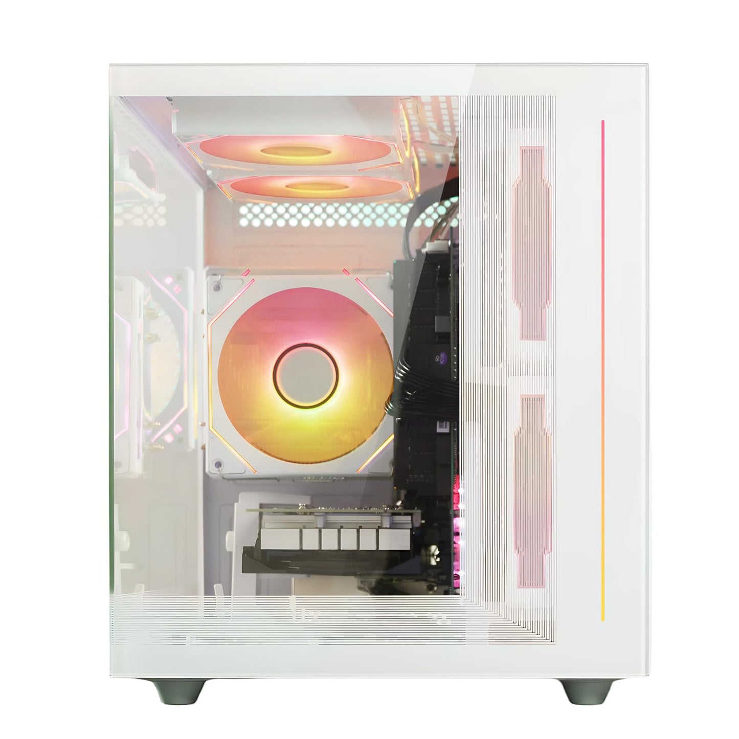 suevery Pre Built Gaming PC | M.2 NVMe 512G SSD | Radeon 4G Graphics Card | DDR4 16G RAM | AMD Ryzen5 6Cores 3.6G Up to 4.1G | Wi-Fi6 White Tower Gamer Desk top Computer