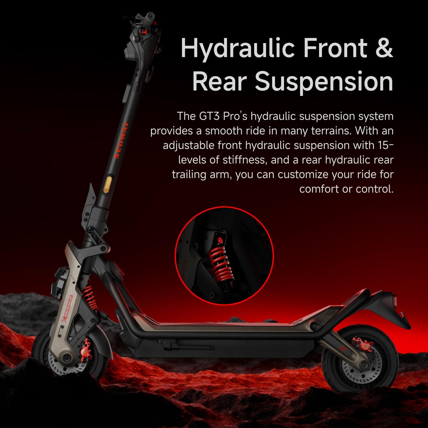 Segway SuperScooter GT3 Pro Electric Scooter, 50MPH Top Speed, 86-Mile Max Range, Dual Motor, 7000W Peak Power, Dual Hydraulic Suspension and Disc Brakes, UL-2272 2271 Certified
