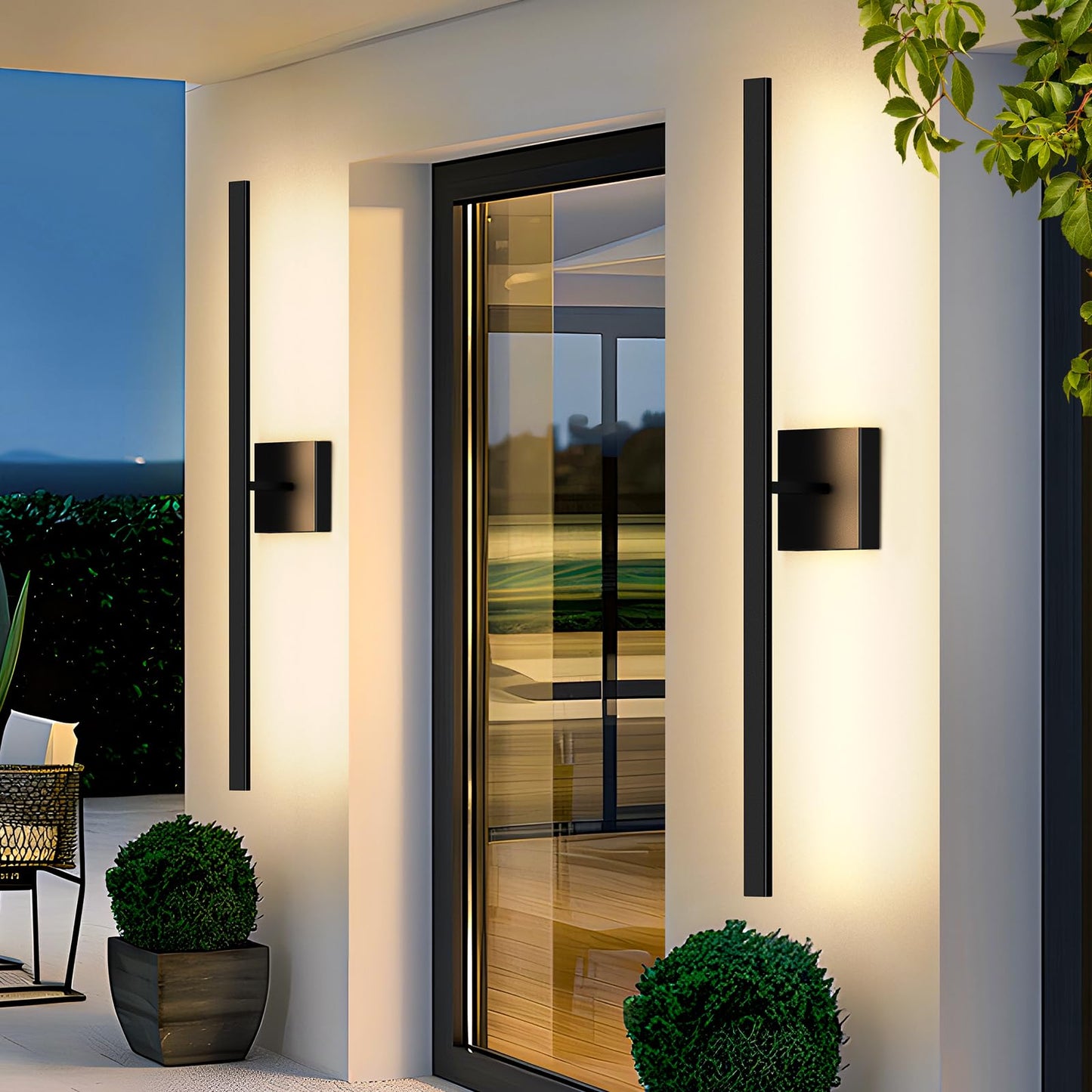 BesLowe 2-Pack Outdoor Wall Lights, Waterproof LED Sconces, 31.75in, Black, Model B04047L
