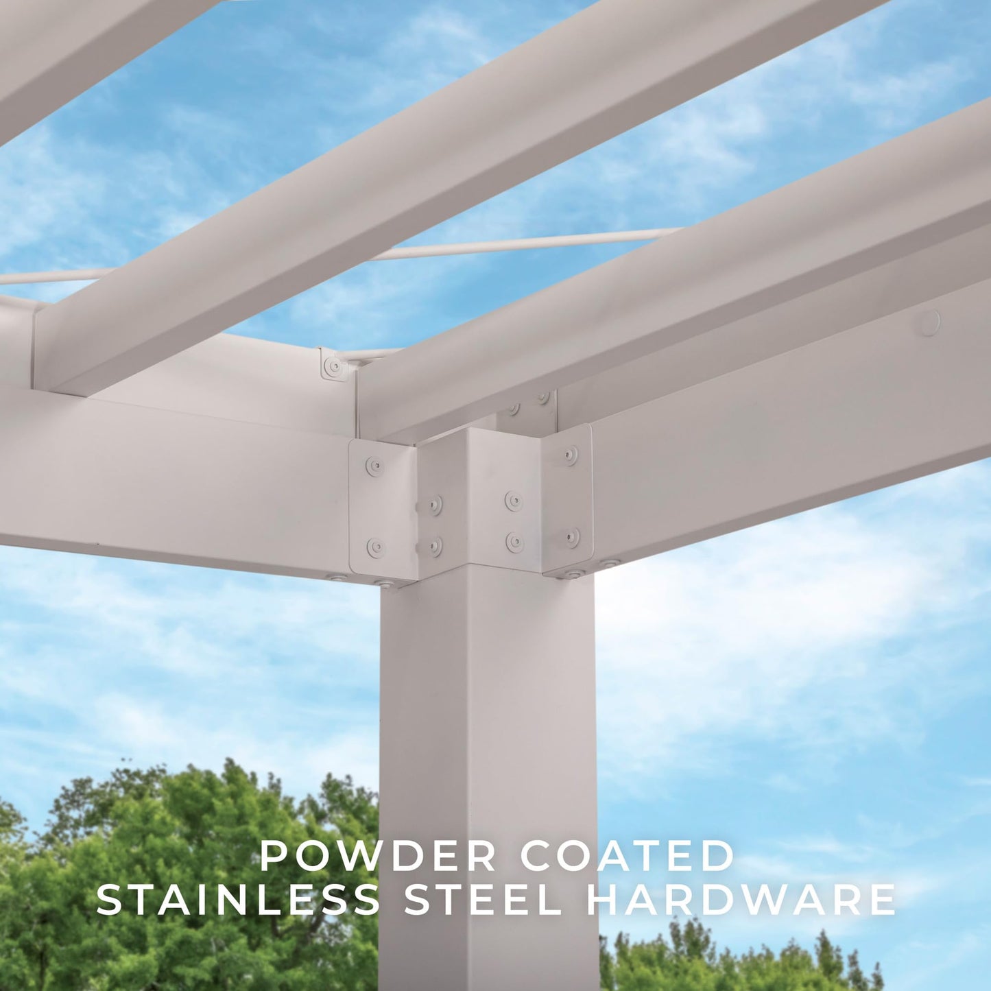 Backyard Discovery Windham 14' x 12' Modern Galvanized Steel Pergola Kit with Shade Sail Canopy, All-Season Durability, PowerPort, High-Wind Rating for Outdoor Patio, Garden, Deck, Entertaining