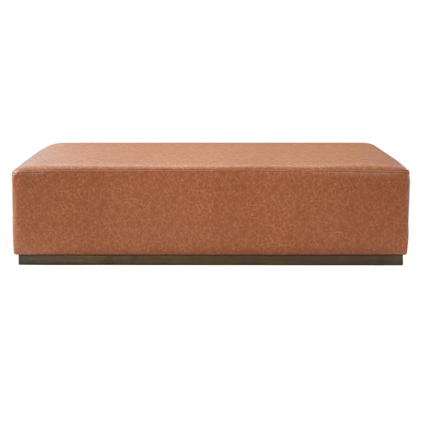 Christopher Knight Home Terra Faux Leather Upholstered Ottoman Bench, Wooden Sofa Foot Stools, PU Rectangular Pouf Coffee Table, Living Room Sofa Extra Seat, Tan Brown