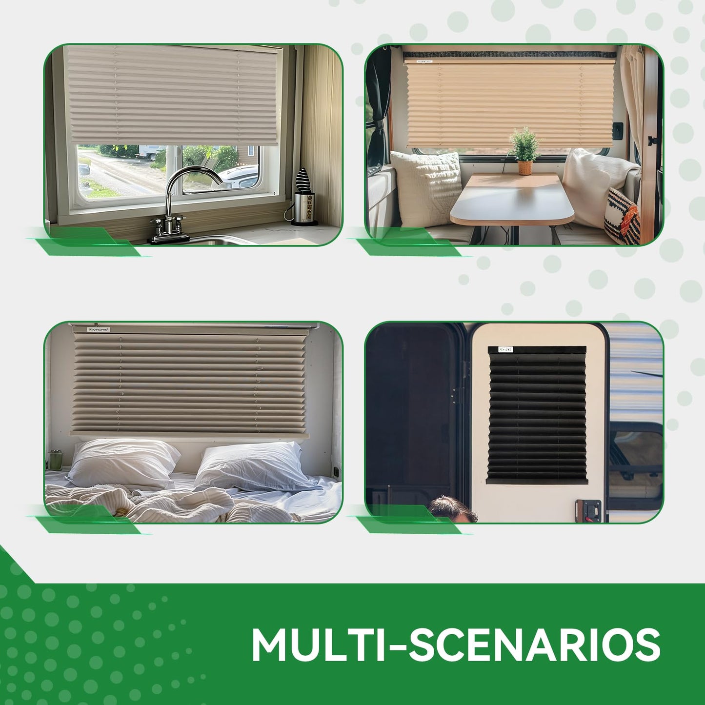 RVINGPRO RV Blinds for Camper Windows, Grey Polyester, 50inW x 24inH, Model 969b51af-cdf3-4851-b094-3a675f966