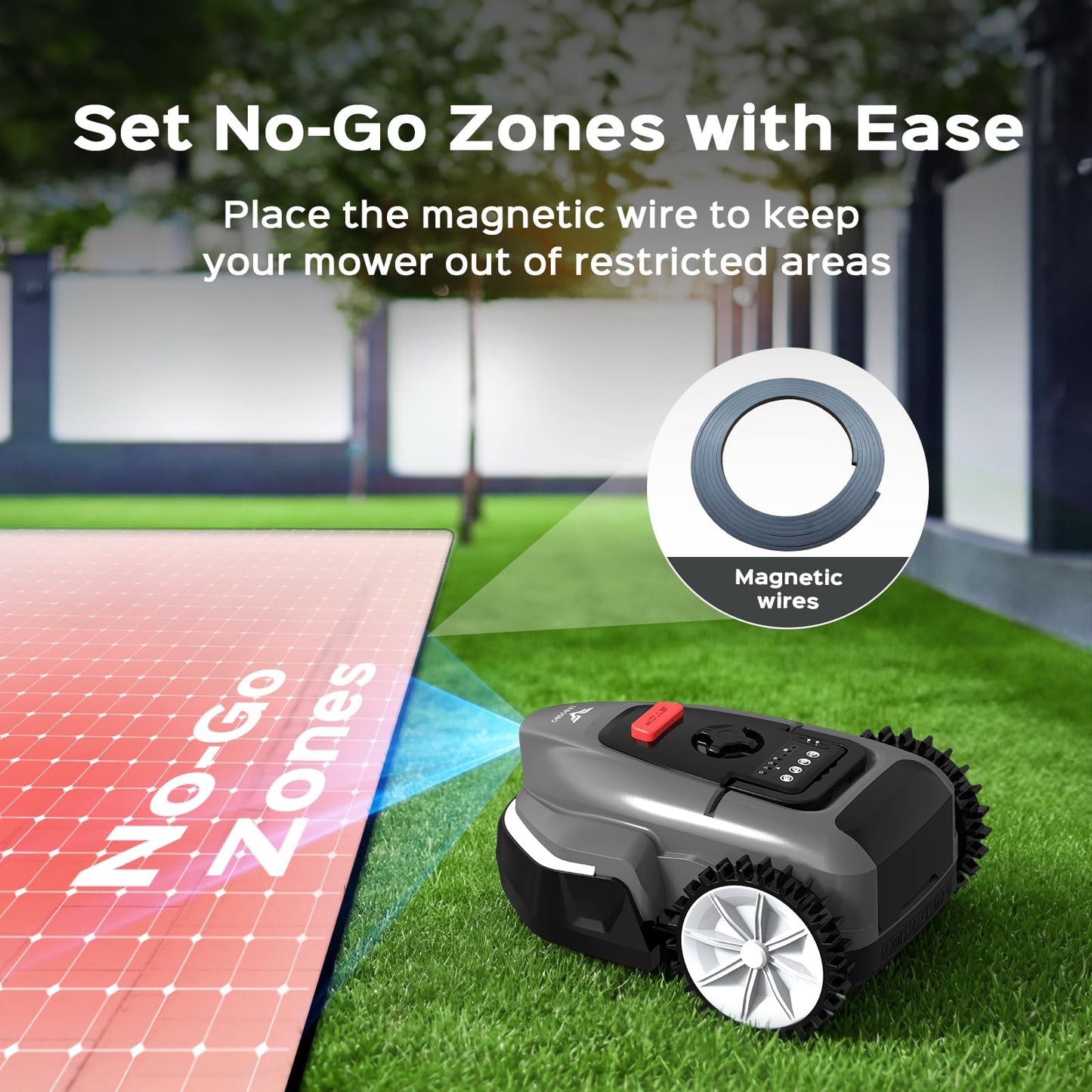 LEBOSBO V3 Robotic Lawn Mower with AI Vision Technology, Adjustable Grass Cutting Height, APP Control, Low-Noise Performance, No-Go Zone Function, Efficient Robot Lawn Mower for Small Lawns