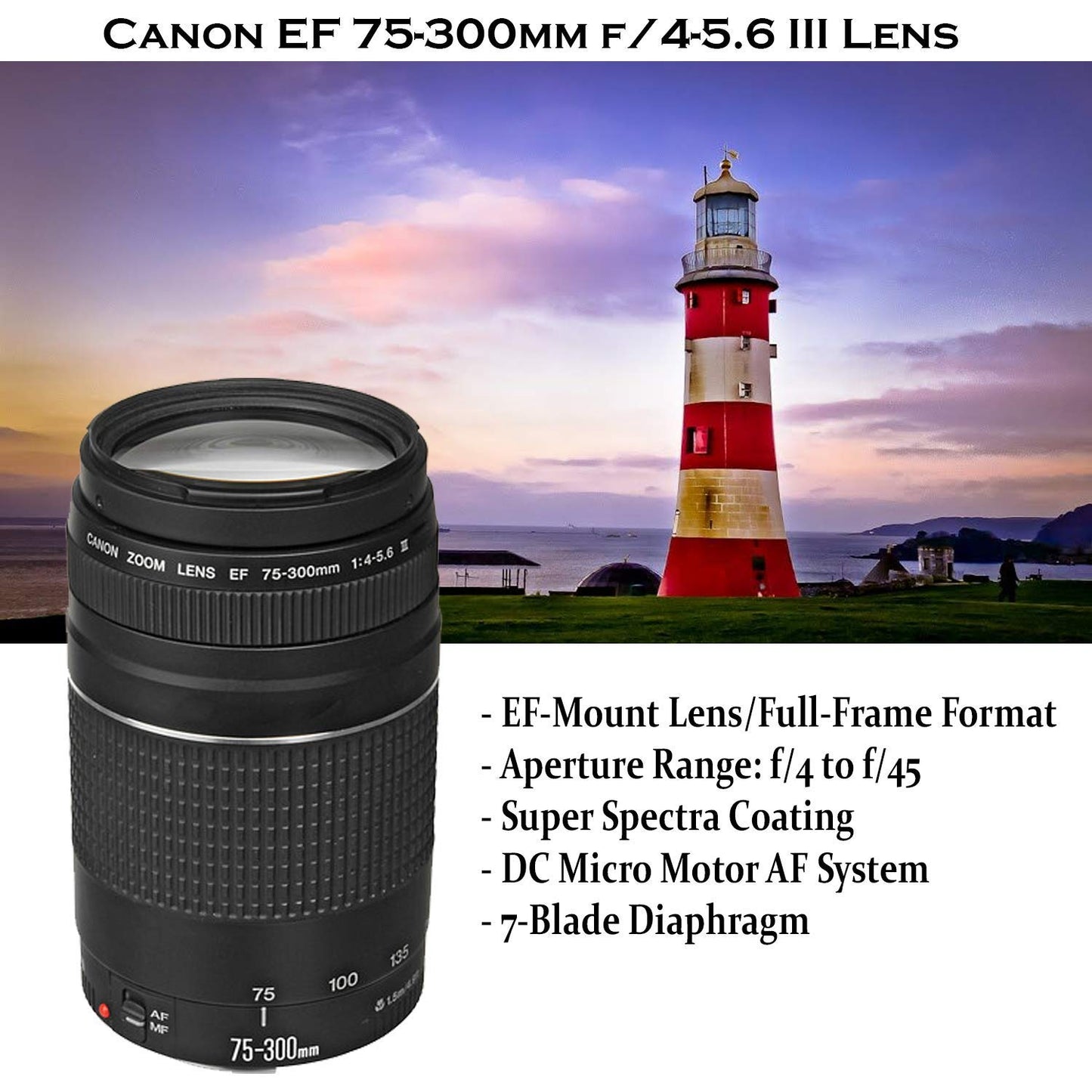 Canon EOS Rebel T7 DSLR Camera Bundle with 18-55mm IS II, EF 75-300mm III, and 500mm Preset Lens, 32GB Memory and Accessories (Renewed)