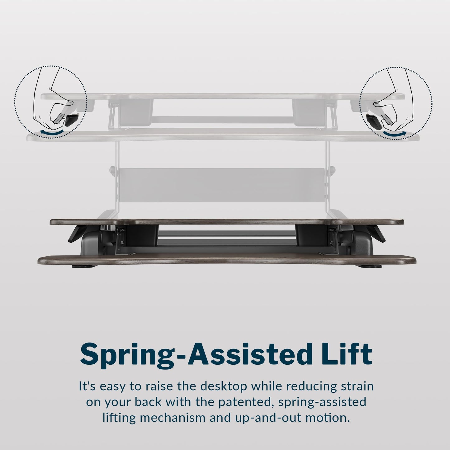 Vari Varidesk Pro Plus 36 Standing Desk Converter for Home Office – 11 Height Settings + Spring-Loader Lift, 2 Tier Design with Keyboard Tray, Fits Tables 26.5" Deep – Fully Assembled (Espresso)