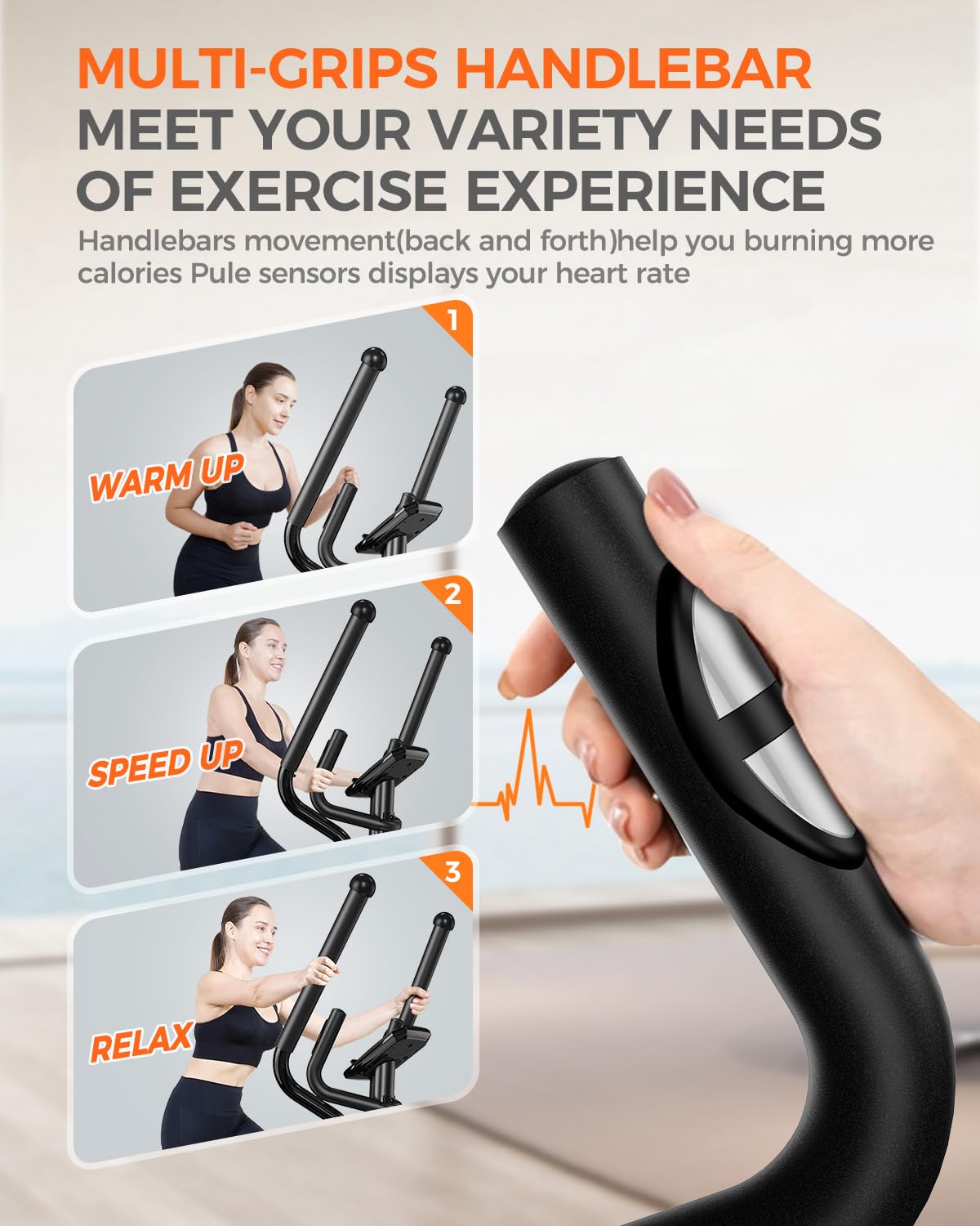 pooboo Elliptical Exercise Machine,Elliptical Machine for Home with Hyper-Quiet Magnetic Driving System&LCD Monitor, Elliptical Trainers with 15.5-17IN Stride,16 Resistance Levels