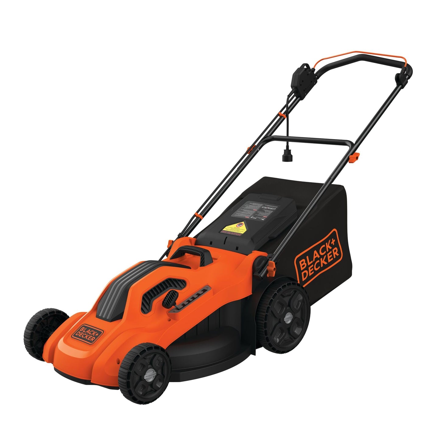 BLACK+DECKER Electric Push Lawn Mower, Corded, 13 Amp, 20-Inch Cutting Deck, 6 Setting Height Adjustment, Compact Storage, Collection Bag (BEMW213)