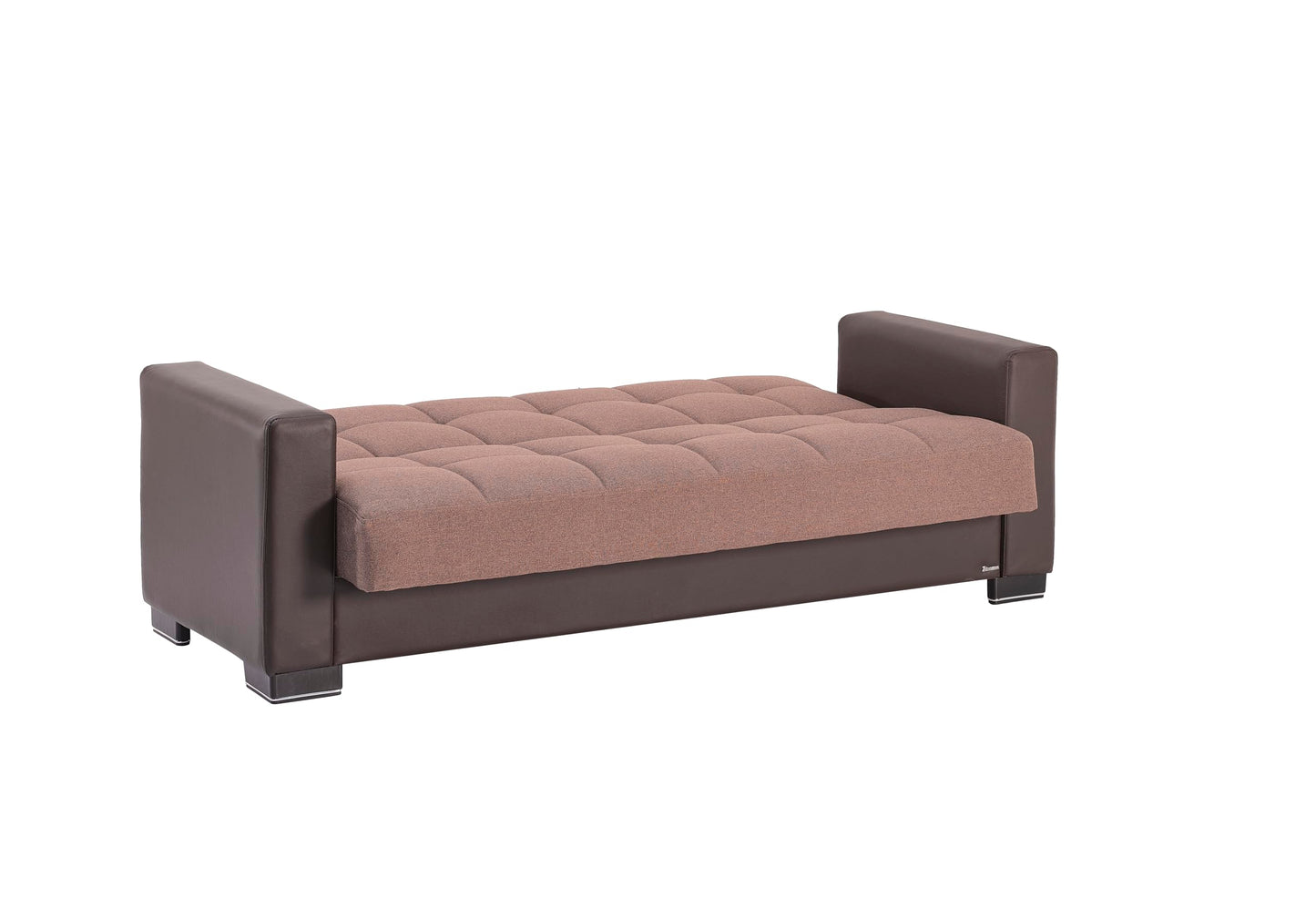 Ottomanson Convertible Sofa Bed Futon Couch with Hidden Storage & Click-Clack Sit-Sleep Conversion – Firm Support Sleeper Sofa for Living Room, Apartment & Guest Room, Brown
