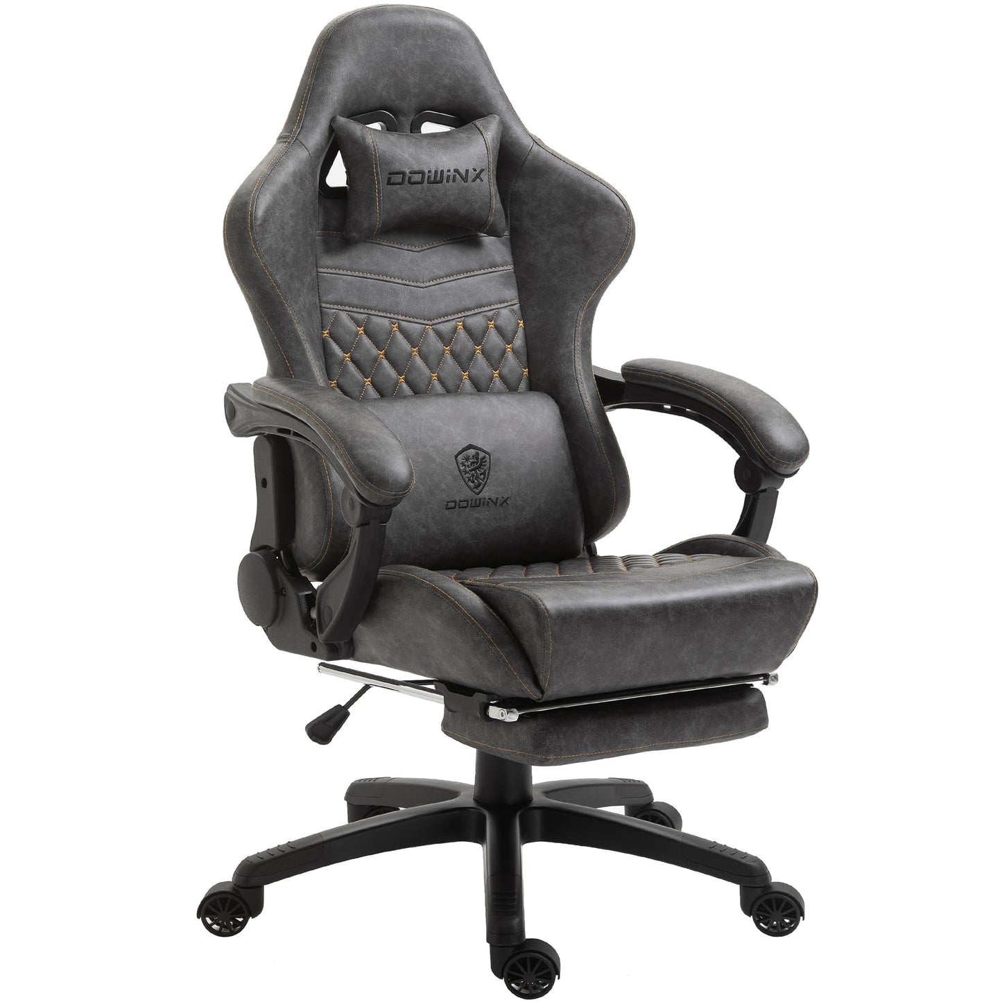 Dowinx Gaming Chair Big and Tall, Ergonomic PC Gaming Chair with Footrest & Massage, Racing Style Reclining Computer Chair for Adults, 400LBS Capacity - Heavy Duty Gamer Chair (Grey)
