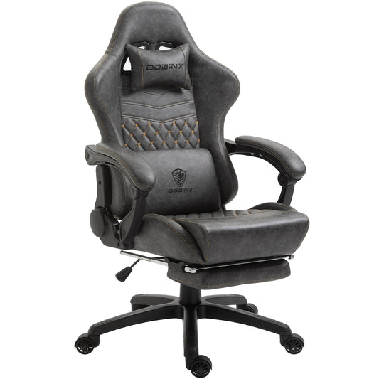 Dowinx Gaming Chair Big and Tall, Ergonomic PC Gaming Chair with Footrest & Massage, Racing Style Reclining Computer Chair for Adults, 400LBS Capacity - Heavy Duty Gamer Chair (Grey)