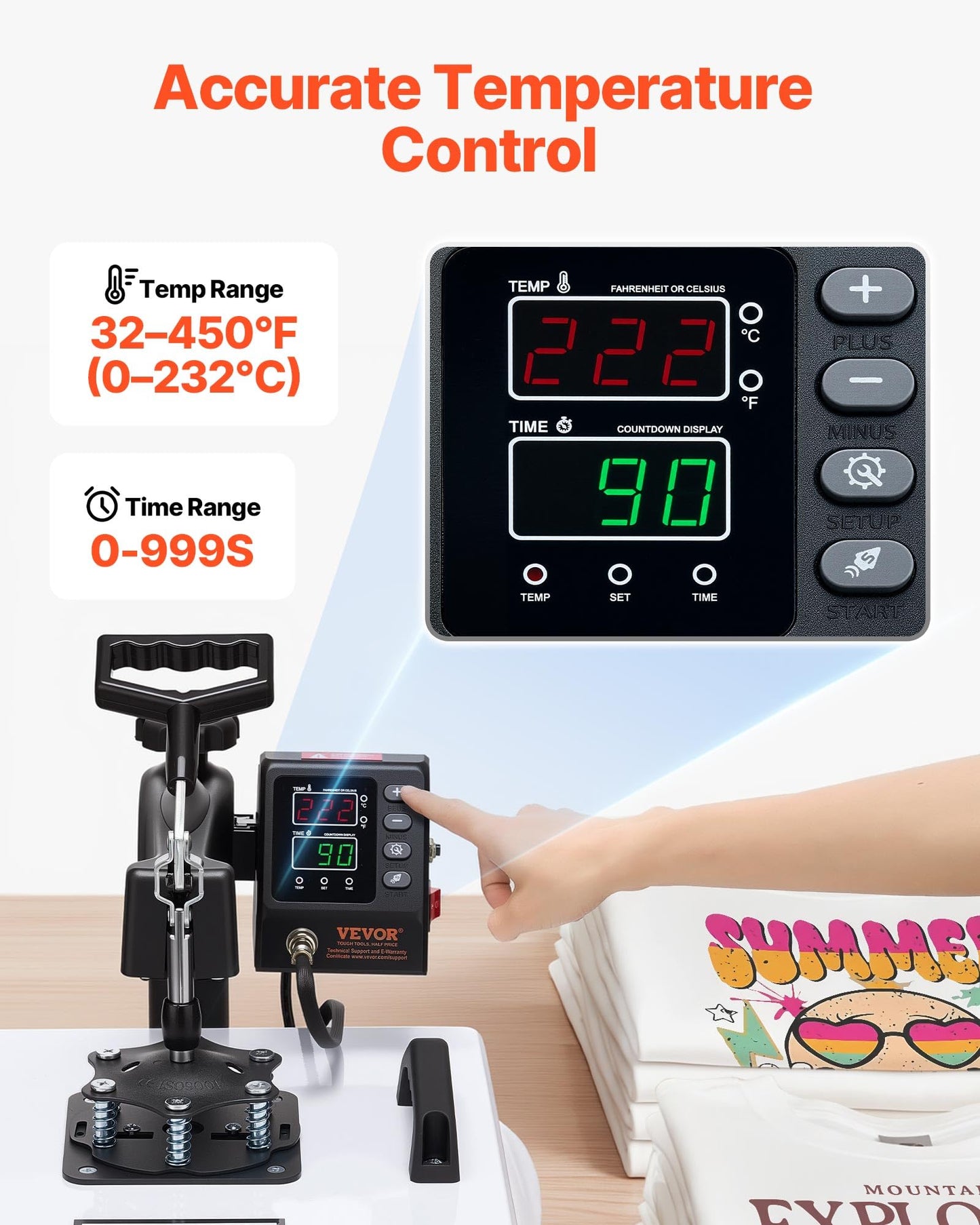VEVOR Heat Press Machine, 15 x 15 in, 8-in-1 Multifunction, 360° Swing Away, Heat Up Fast and Even, Digital Precise Control, Sublimation Press Machine for T-Shirts, Mugs, Tumblers, Caps, Plates