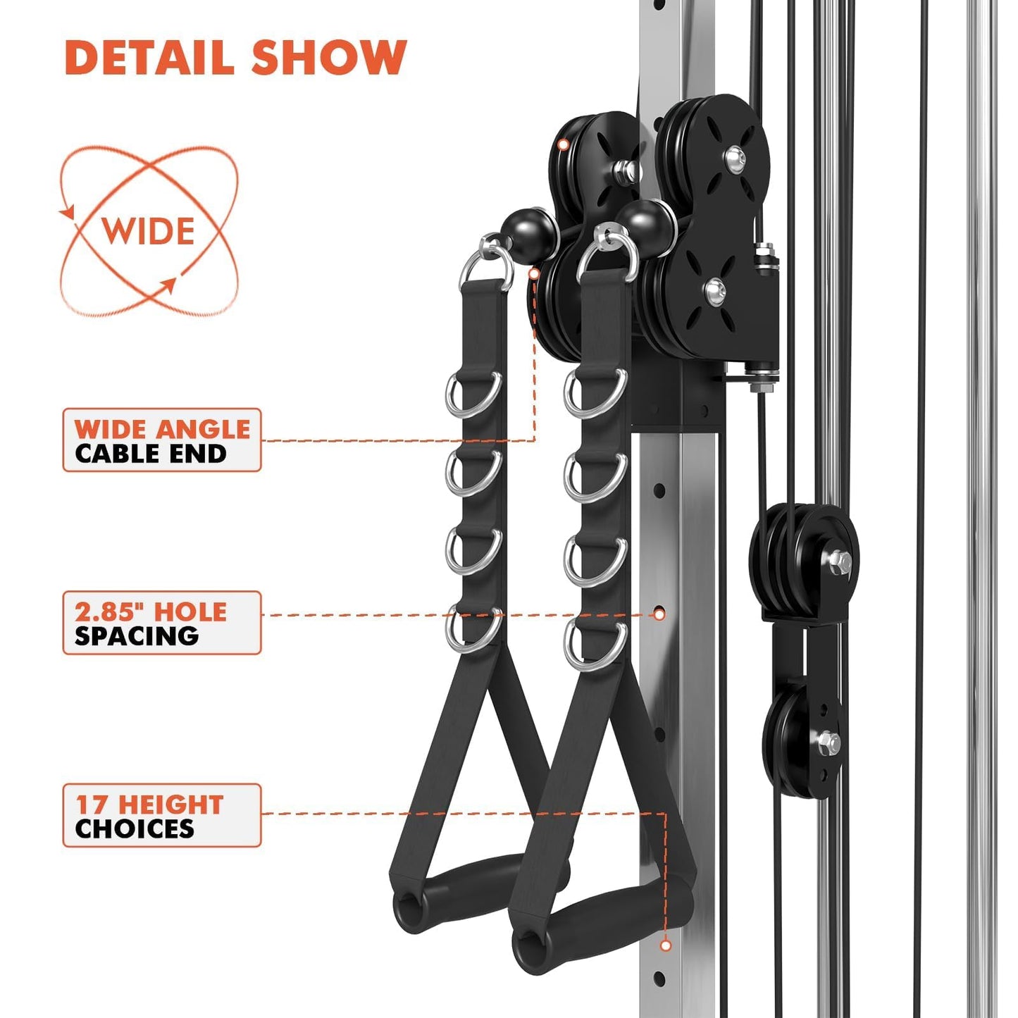Mikolo Wall Mount Cable Station, Cable Crossover Machine with Dual Pulley System and 19 Adjustable Positions for Home Gym Fitness Equipment, Black