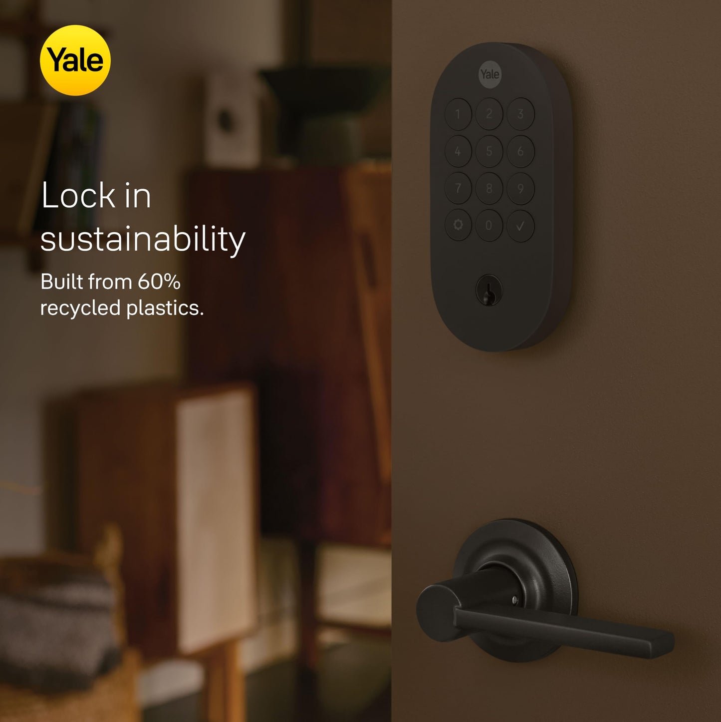 Yale Matte Black Keyed Deadbolt Smart Lock with Google Matter, YRD510-MT1-BLK
