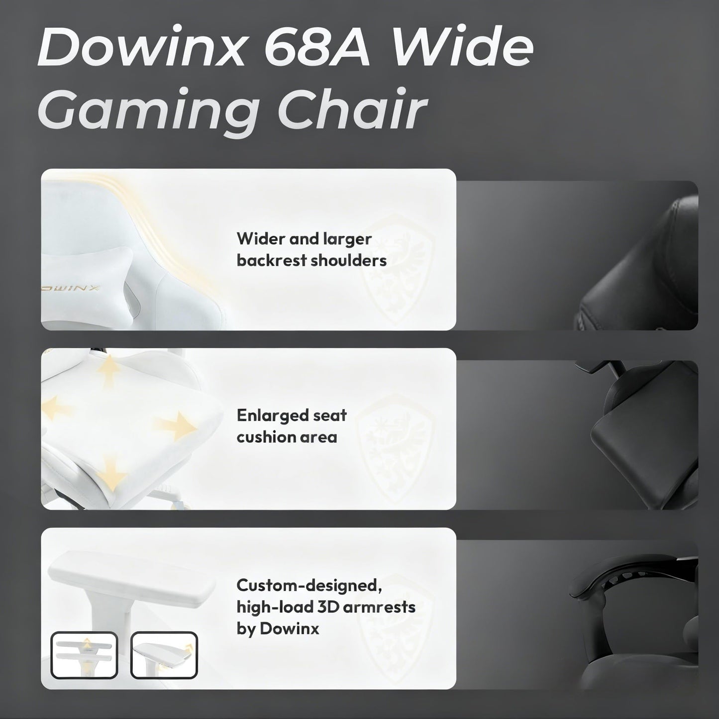 Dowinx Big and Tall Gaming Chair with Suede Fabric Breathable, Game Chairs for Adults with Oversized Thick Seat for 440lbs, Ergonomic Gamer Chair for Streaming & Long Gaming Sessions, Light White
