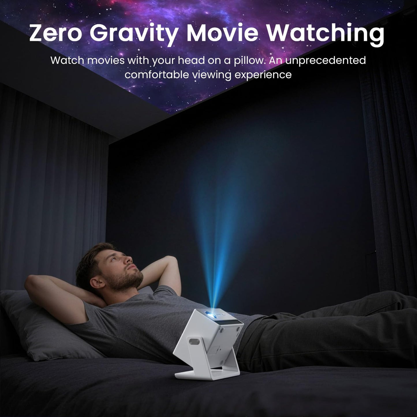 1500 ANSI Smart Projector, Portable Projector with WiFi and Bluetooth, HAPPRUN 4K Full HD Home Theater with 270° Stand, Dolby Sound, Built-in Apps,Compatible with Phone & PC, Indoor & Outdoor Use