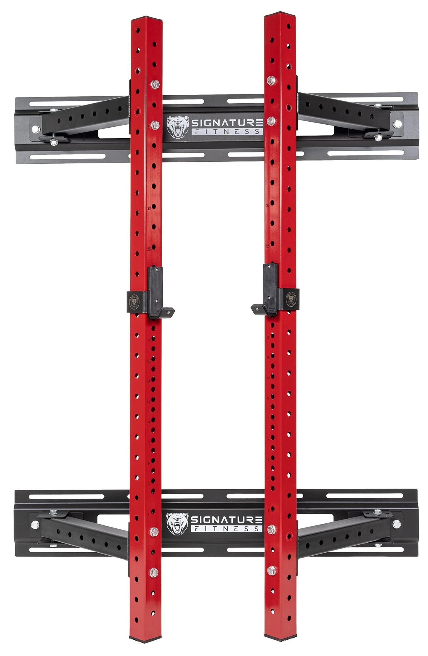 Hulkfit 3x3 Wall-Mount Foldable Power Cage with Pull-Up Bar & J-Hooks - Space-Saving Home Gym Rack - Black