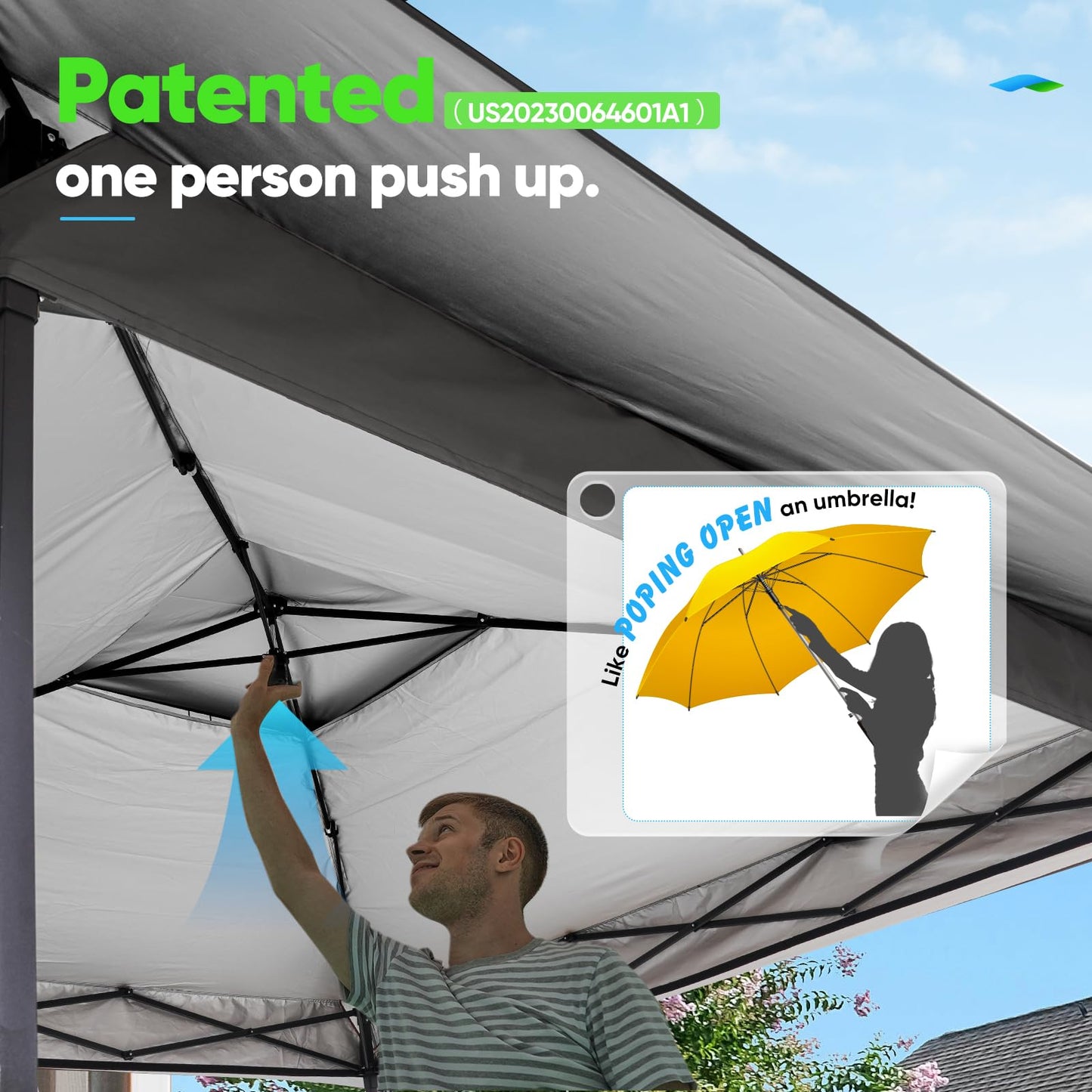 Quictent 13'x13' Pop up Gazebo Canopy Tent, One Person Set up Portable Instant Folding Shelter, Outdoor Canopy Tent with Extra Shade for Backyard, Patio, Party