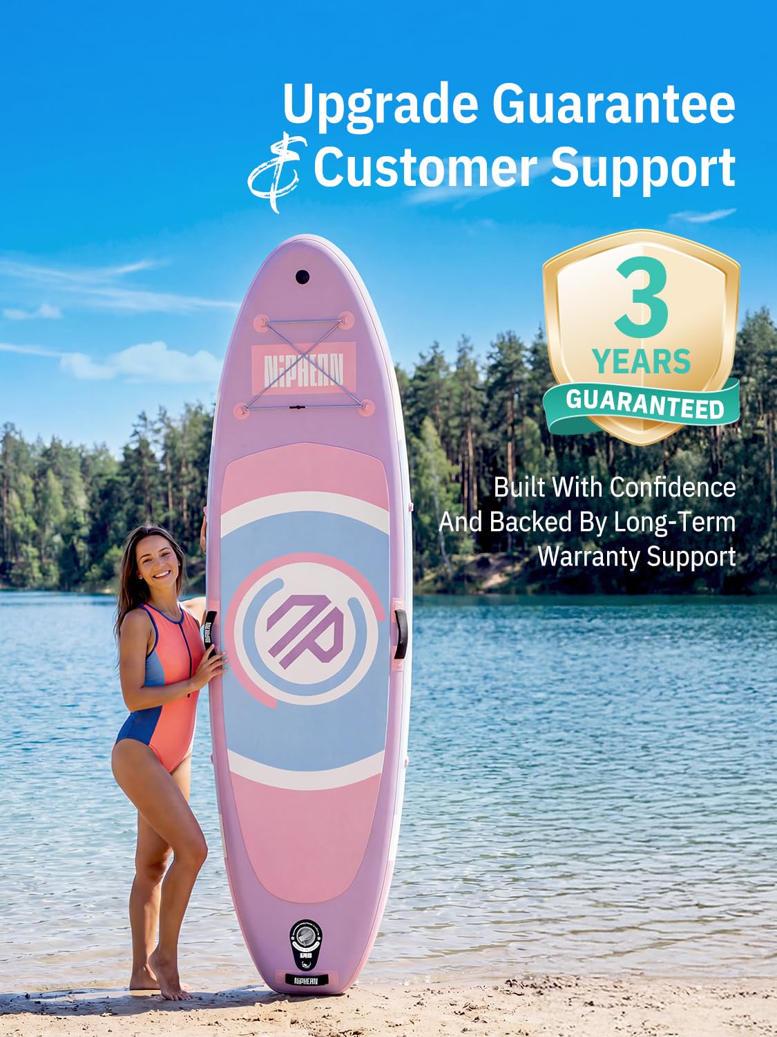 Niphean（Ultra-Light） Inflatable Paddle Board with StabilTrac Fin and Durable SUP Accessories, 10' Stand Up Paddle Boards for Adults & Youth, Versatile Yoga Paddle Board, Gift Ideas-Lavender Whispers