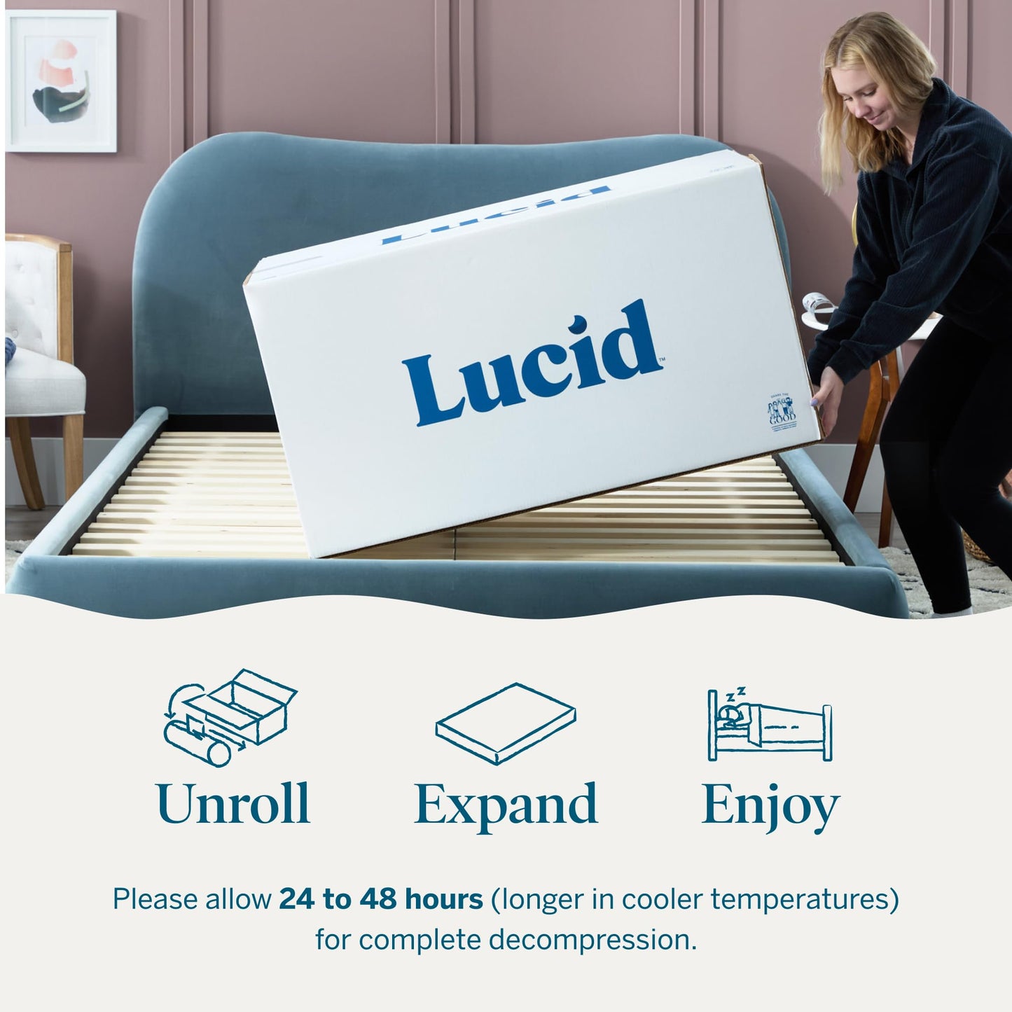 Lucid® 12" Plush Gel Memory Foam Mattress – Bamboo Charcoal & Cooling Gel – Fiberglass Free – Bed in a Box – CertiPUR-US® Certified – Queen Size