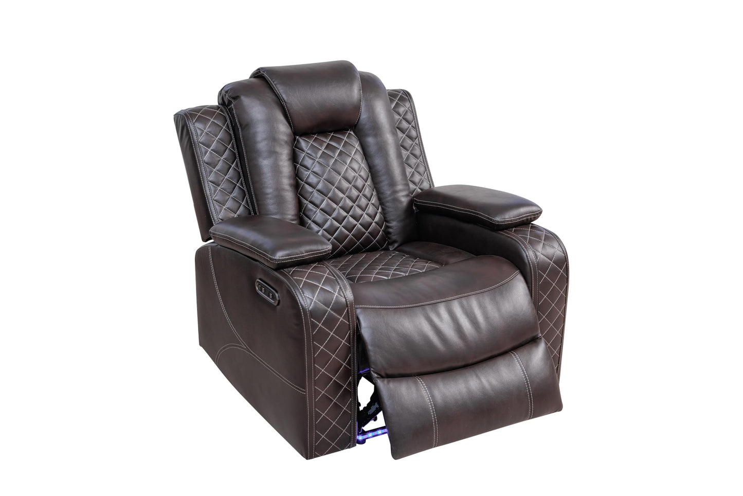 Ball & Cast Power Recliner Sofa Set Leather Reclining Couch Home Theater Seating 3PCS Recliner Couch Loveseat & Chair Sets with USB Ports,Wireless Charing,Cup Holders for Home Theater,Living Room