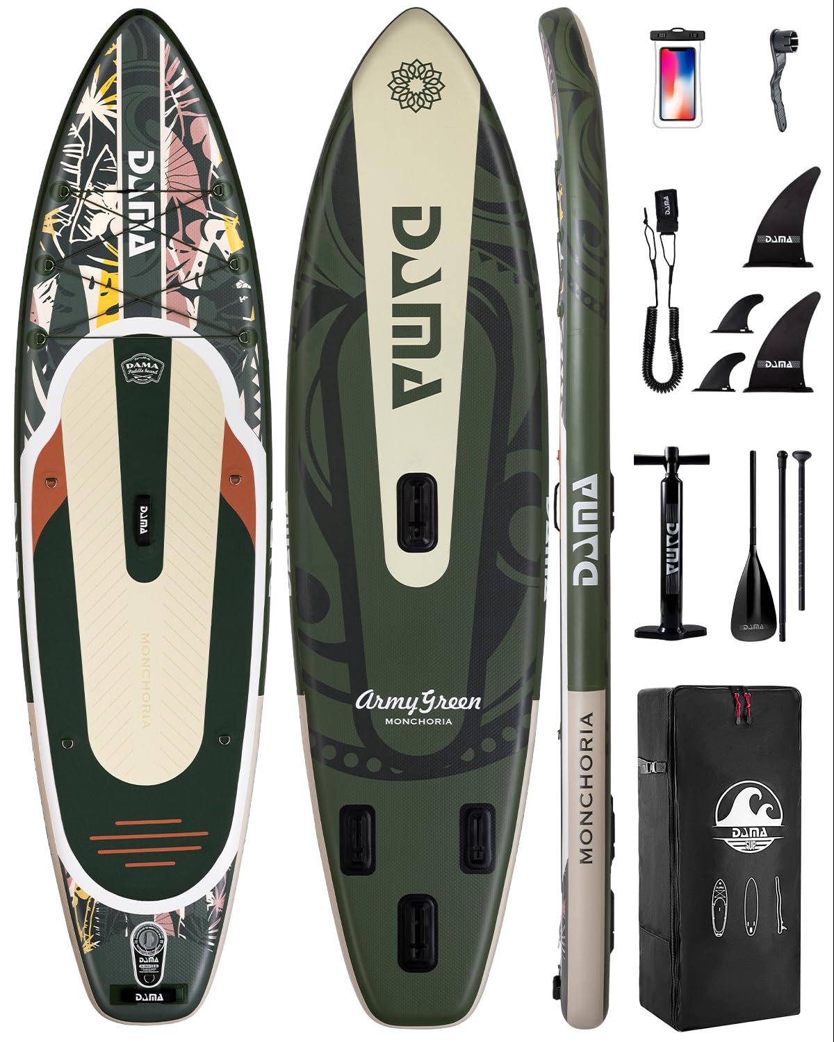 DAMA Paddle Board, 11' x 34" x 6", 400 lb Weight Capacity, All-Around Paddle Board for Multi-Person Use, Pet-Friendly Design, Wide Stable Structure for Beginners, Smooth Gliding for Yoga and Fishing