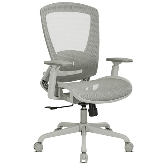 ELABEST Mesh Office Chair,Ergonomic Computer Desk Chair,Sturdy Task Chair- Adjustable Lumbar Support & Armrests,Tilt Function,Comfort Wide Seat,Swivel Home Office Chair (Grey Frame Grey Mesh)