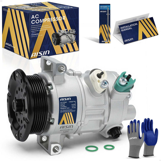 AISIN AFTERMARKET ACCCH-00710 Air Conditioner AC Compressor - Compatible with Jeep Compass Patriot MK 2007-2008, Dodge Caliber 2007-2009 - with 6-Pulley Groove, with Clutch