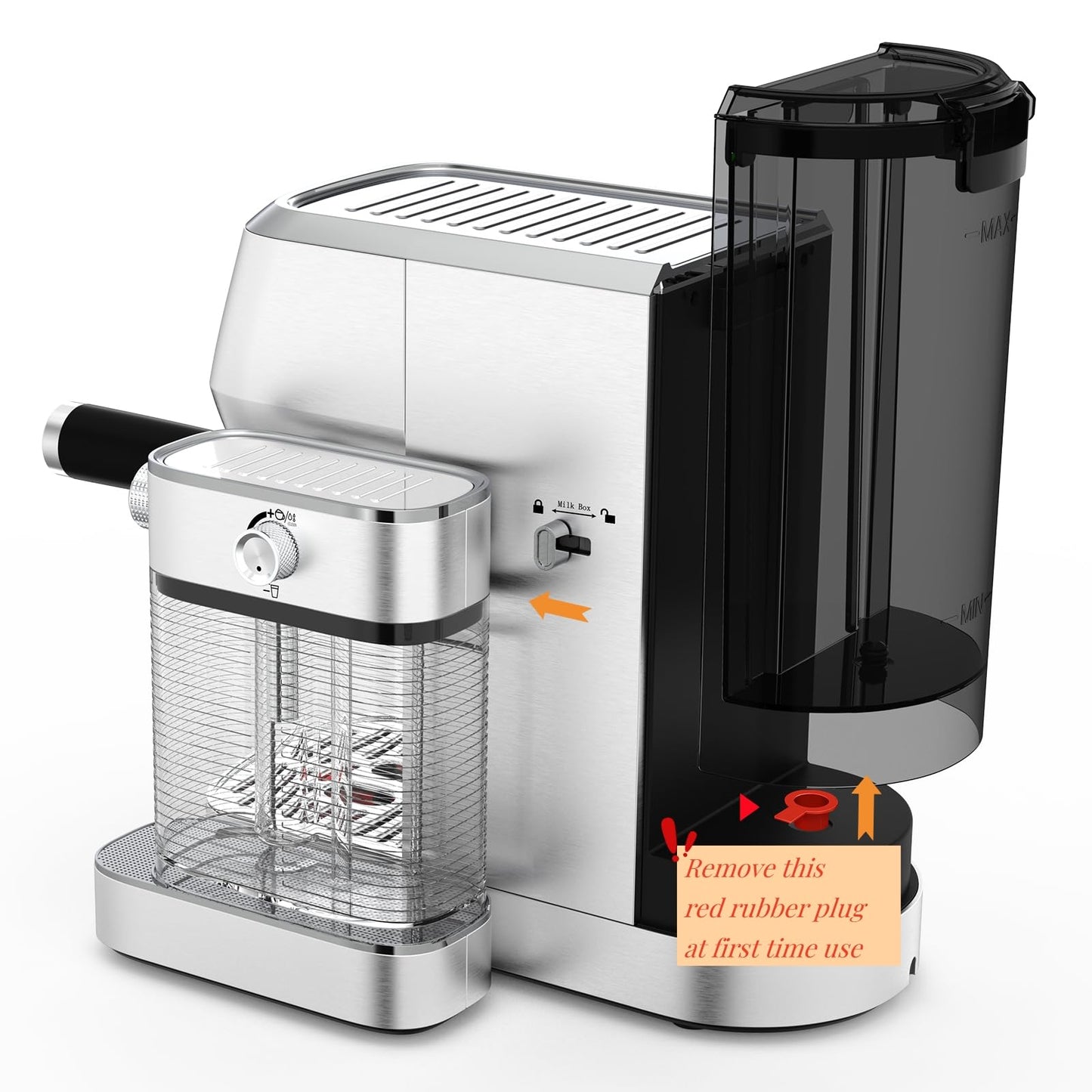 MAttinata Cappuccino Coffee Machine with Automatic Milk Frother, Compact Espresso Machine with Pressure Gauge, Stainless Steel Cappuccino Maker with for Home, Office