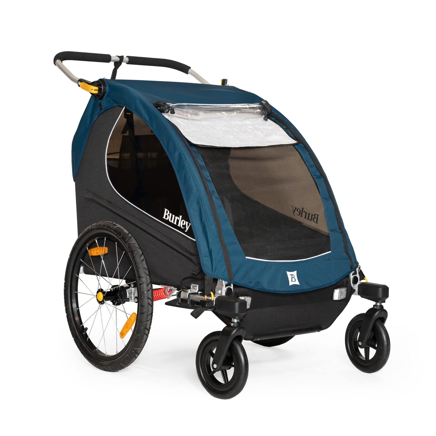 Burley Encore X | 2-Seat Bike Trailer & Stroller with Suspension, Padded Seats, Weather-Resistant Cover & Compact Fold