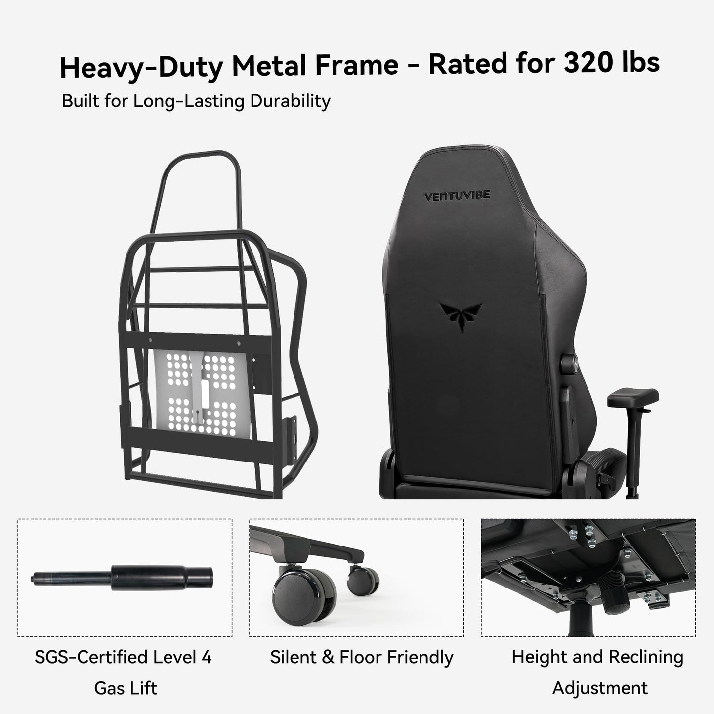 VENTUVIBE Gaming Chair - High Back Ergonomic Computer Chair with Lumbar Support, Video Game Chair-4D Adjustable Armrests,170° Reclining & 320lb Capacity,PU Leather Office Chair for Adults