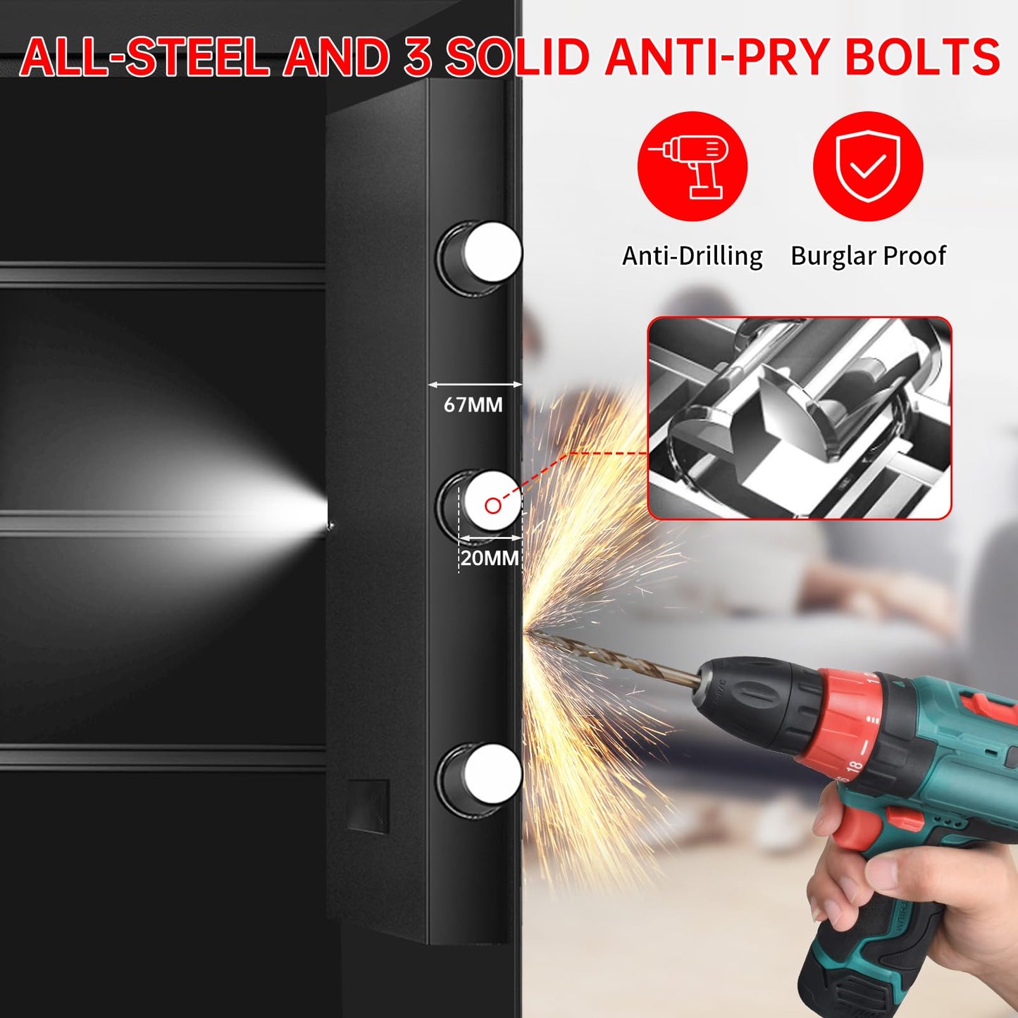 6.2 Cuft Large Home Safes Water and Fireproof with Digital Keypad & Key Lock, Fire Security Safe Box with 3 Removable Shelves, Fireproof Safes for Money Documents Jewelry, 27.56"H x13.78"W x 11.81"D