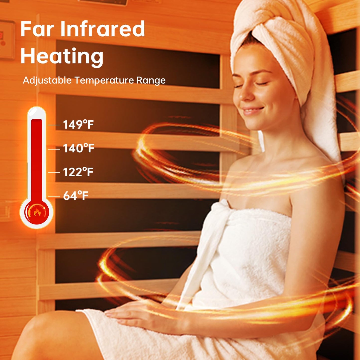 Infrared Sauna for Home, Sauna Spa Room Canadian Hemlock Wood with 10-Color Light , Bluetooth Speakers, Tempered Glass & Control Panel - 149℉ Heating, Indoor Dry & Steam Sauna – 33.5" x 33.5" x 67"