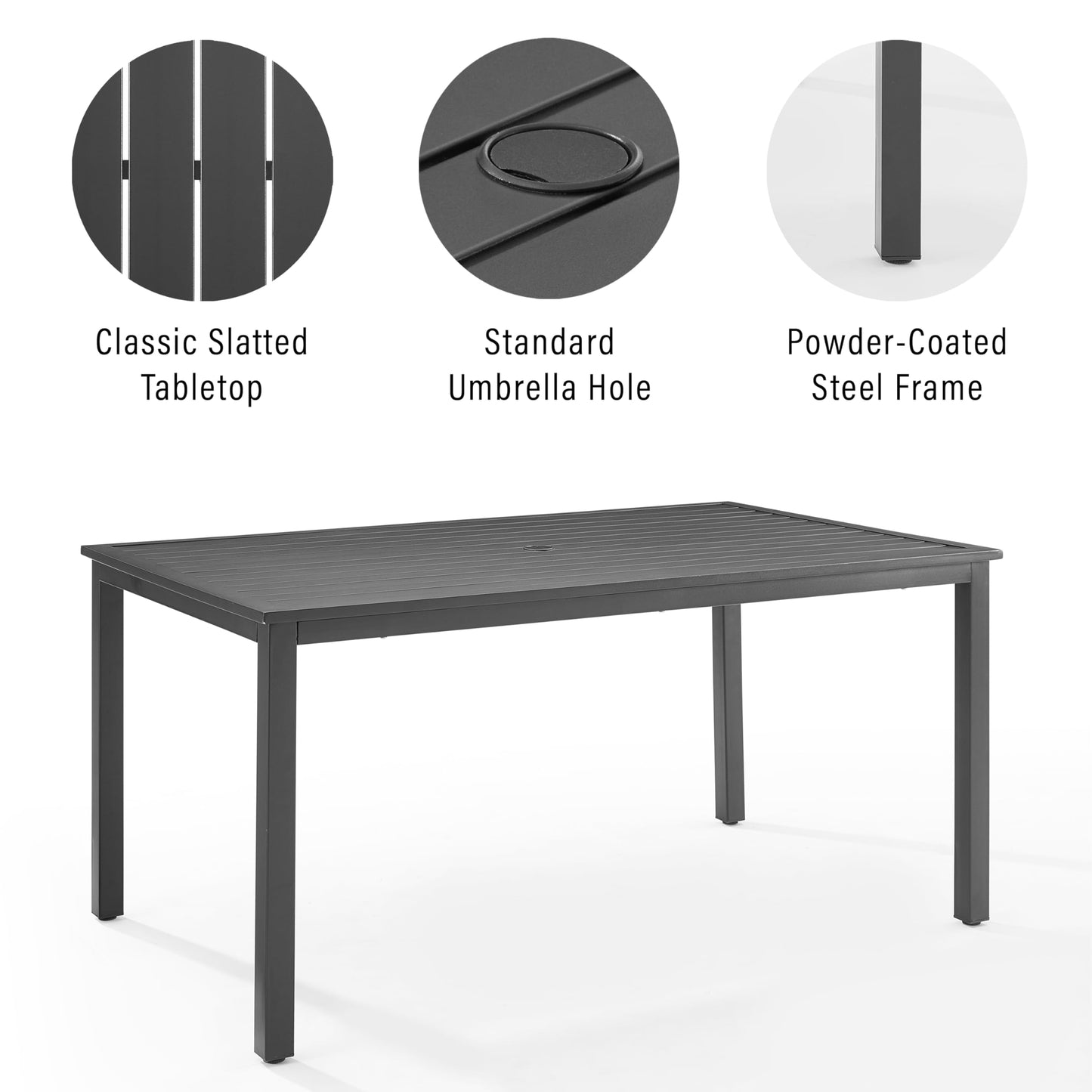 Crosley Furniture Fenton 7-Piece Wicker Outdoor Dining Set for 6, Patio Table and Chairs for Backyard, Deck, Matte Black with Gray Cushions