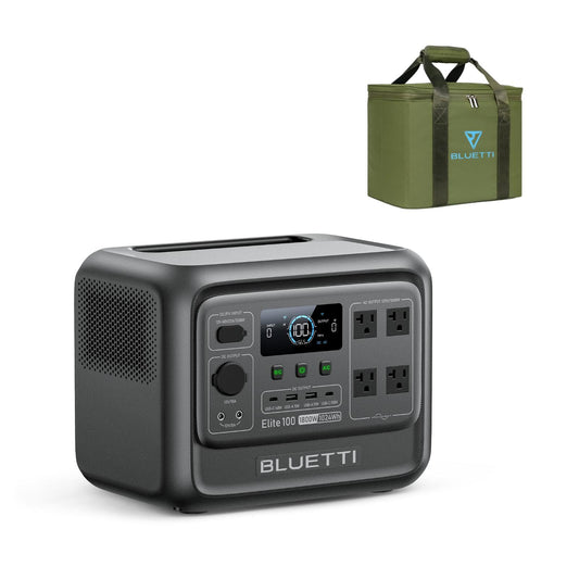 BLUETTI Elite 100 V2 Portable Power Station with Bag (Ship Separately), 1024Wh LFP Battery Backup w/ 4 1800W AC Outlets (3600W Surge), 35% Smaller, Solar Generator for Camping, Outages, and UPS Backup