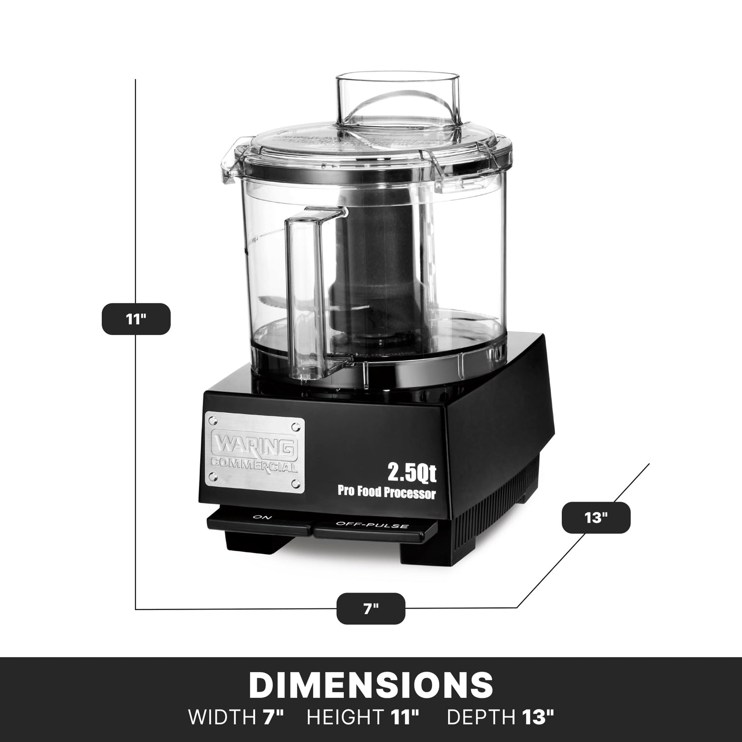 Waring Commercial Food Processor, 2.5 Quart Capacity with Flat Lid, 3/4 Horsepower Motor, Vegetable Chopper for Professional Kitchens, WFP11SW