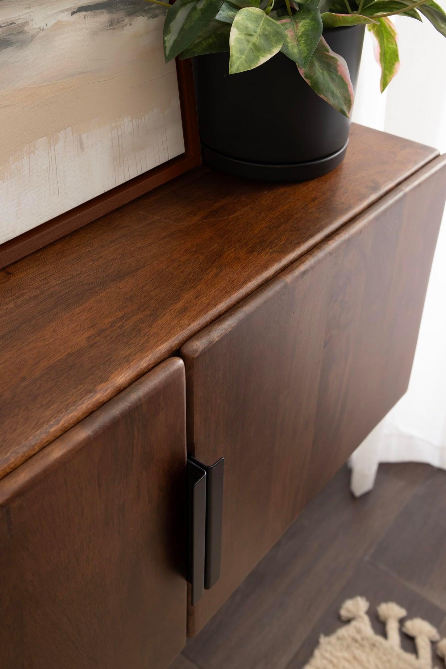 Kate and Laurel Atwood Modern Mango Wood Two-Door Wall Cabinet, 32 x 10 x 14, Walnut Brown, Decorative Storage Cabinet with Metal Pulls for Use as Floating Nightstand or Floating TV Shelf
