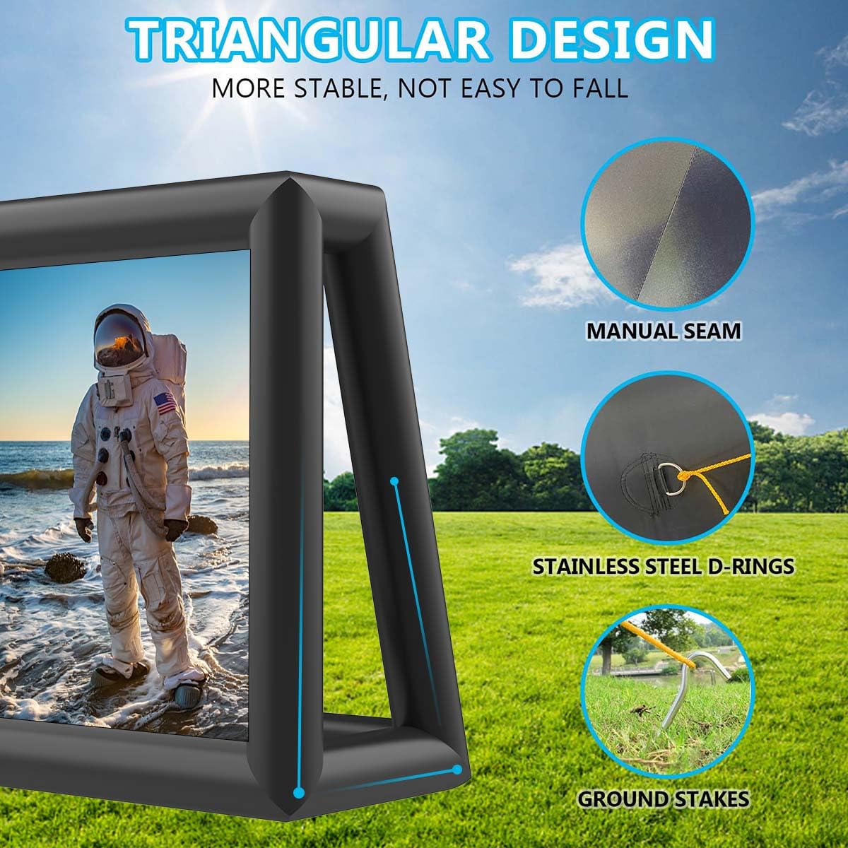 Inflatable Movie Screen Outdoor Projector Screen for Outside 25ft, Large Blow Up Screens Front and Rear Projection with Air Blower, Best for Movie Nights Backyard Home Theater