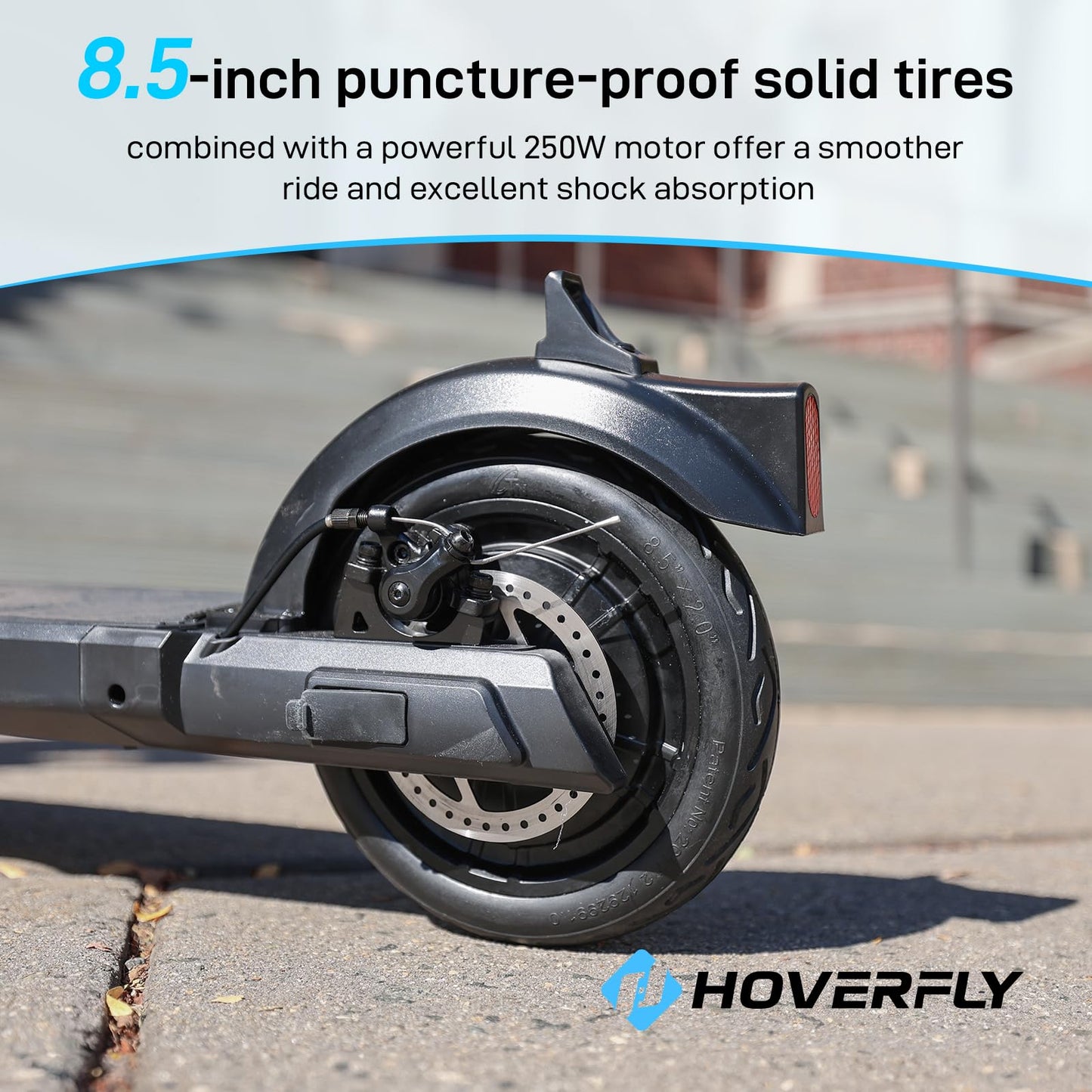 HOVERFLY X1 Electric Scooter for Adults, Anti Flat 8.5" Solid Tire, Max 10 Mile Range and 15.5Mph Speed Power by 250W Motor, Lightweight Portable Foldable Commuting E Scooter with EABS&Disc Brake