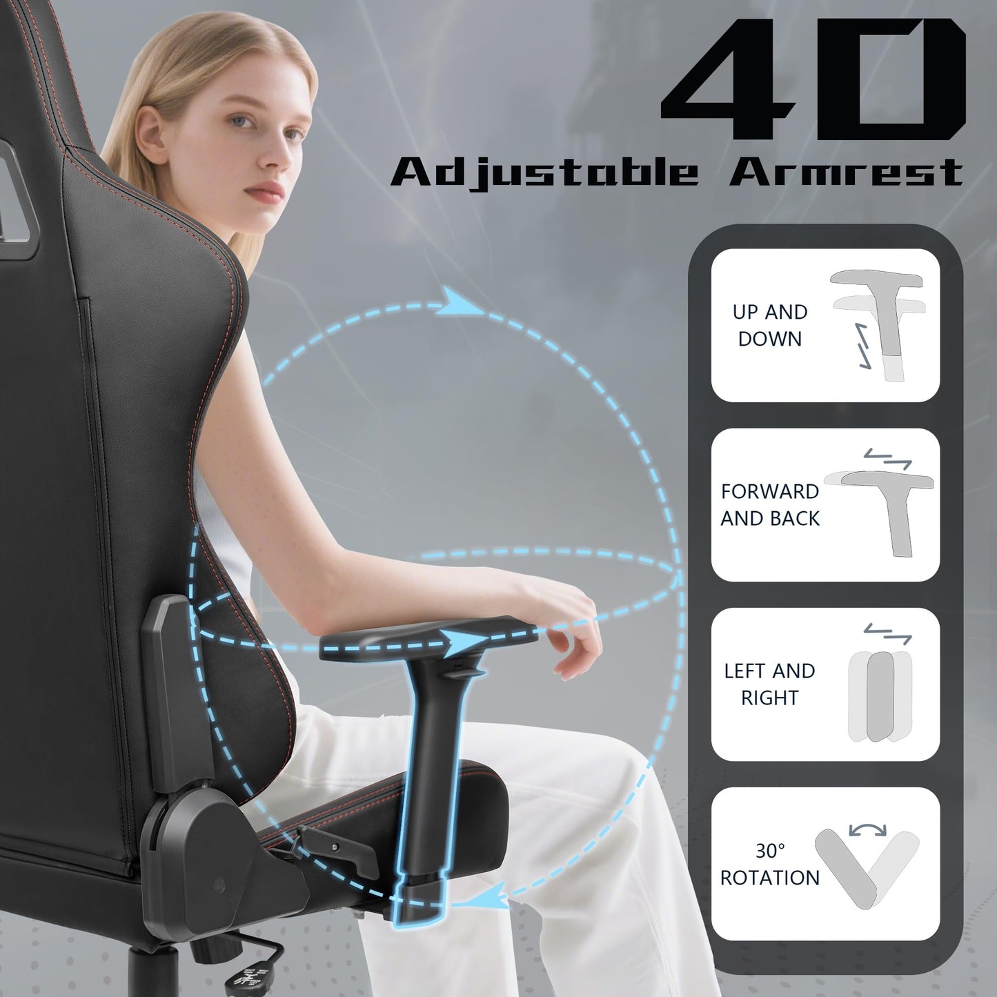 VENTUVIBE Gaming Chair 4D Adjustable Armrests - 170° Reclining & 320lb Capacity, High Back Ergonomic Computer Chair with Lumbar Support, Office Game Chair for Adults, PU Black
