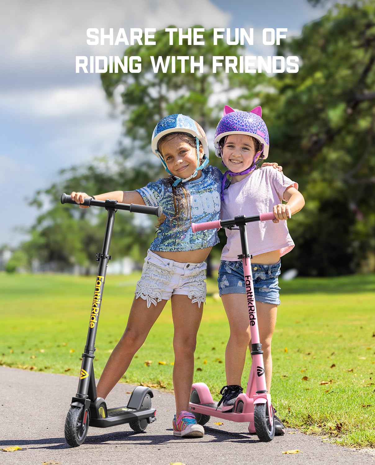 FanttikRide C9 Kids Electric Scooter Ages 8-12, Foldable for Kids 3.9-5.2 ft, 132 lbs, 5 Miles Range, Up to 40 mins Ride Time, 2 Safe Max Speed 6/10 MPH, 3 Adjustable Heights, Pink