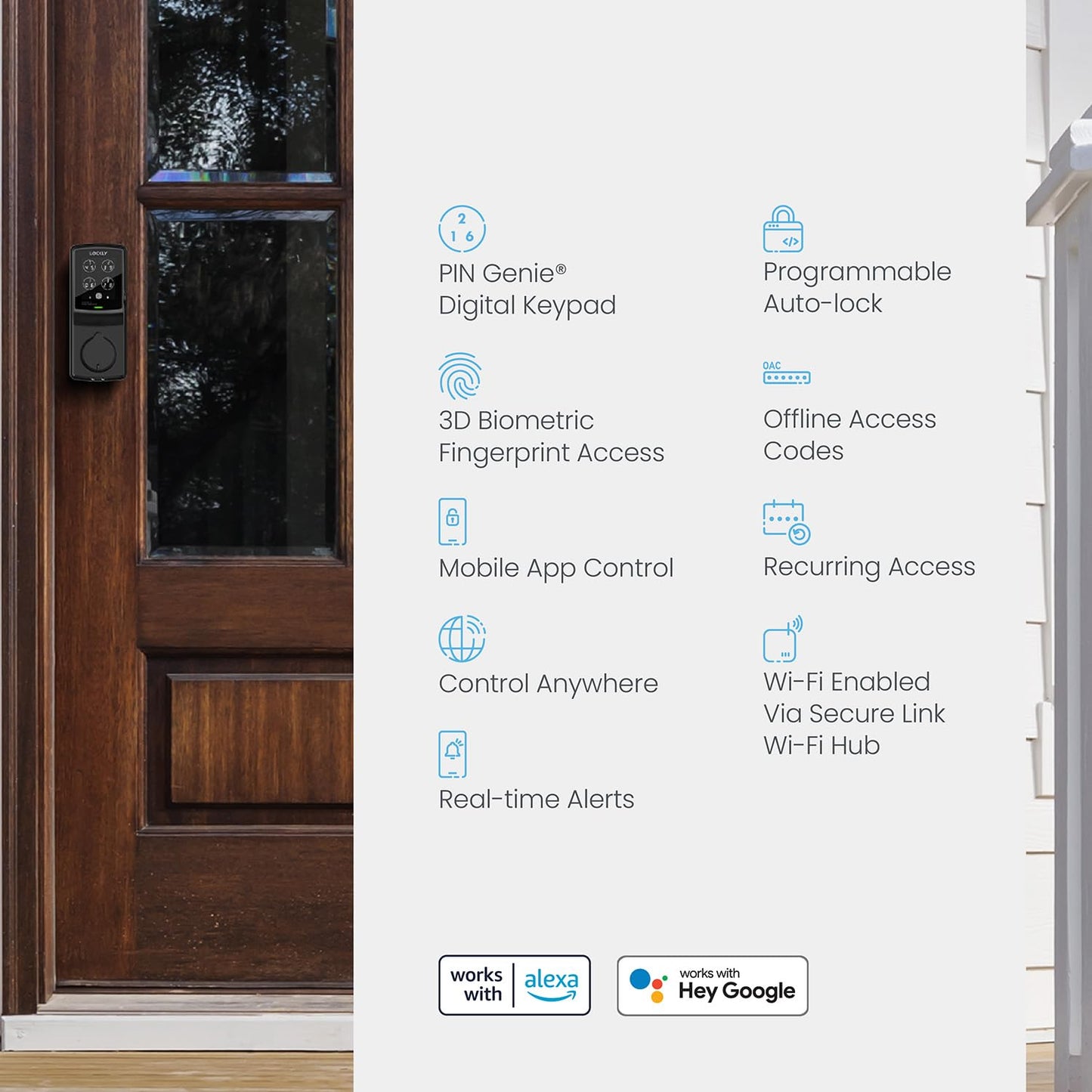 Lockly Secure Pro Smart Deadbolt, Wi-Fi Smart Lock, Keyless Entry with PIN Genie® Keypad, 3D Biometric Fingerprint, Auto Lock, Rekeyable-Venetion Bronze